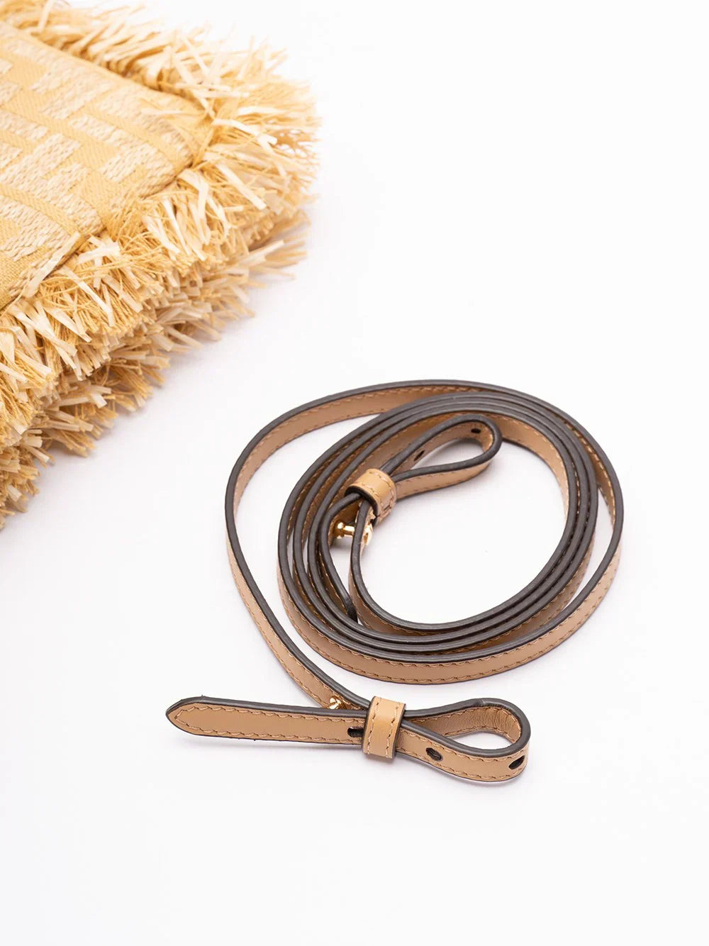 Baguette FF Chain Raffia Pouch