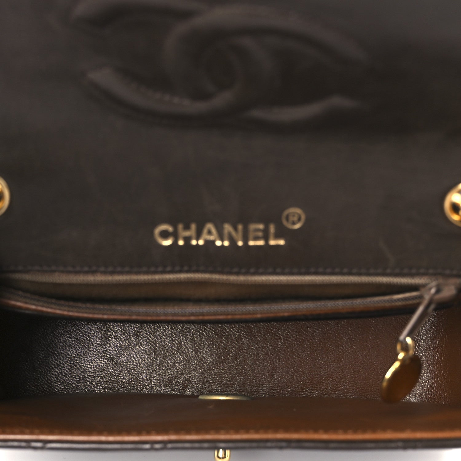 Lambskin Quilted Mini Square Flap Bag Dark Brown