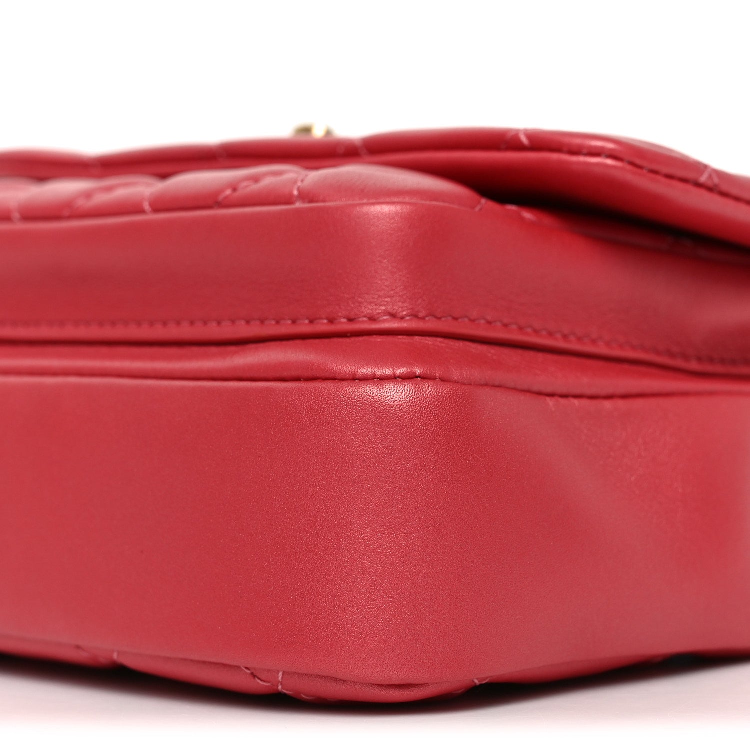 Calfskin Quilted Top Handle Flap Dark Pink