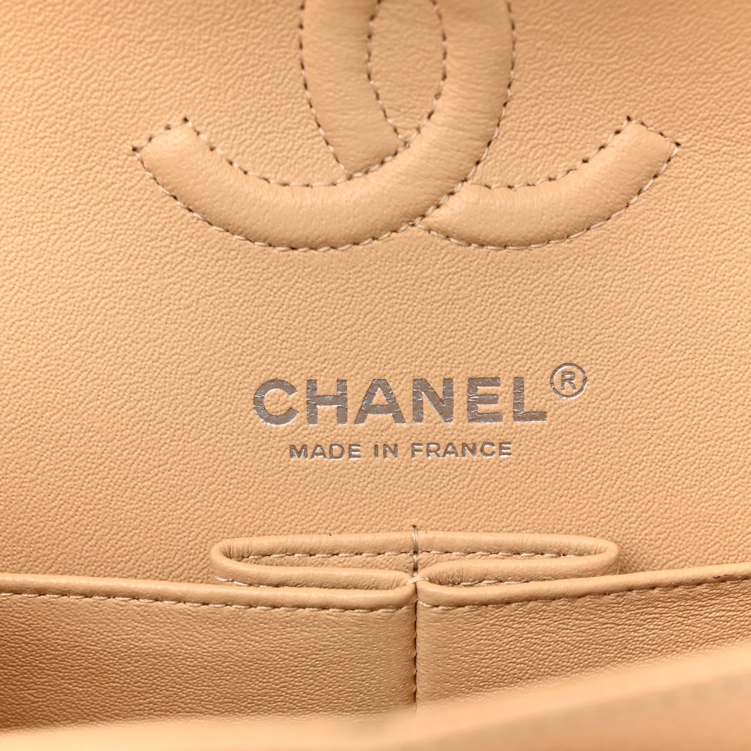 Caviar Quilted Small Double Flap Beige