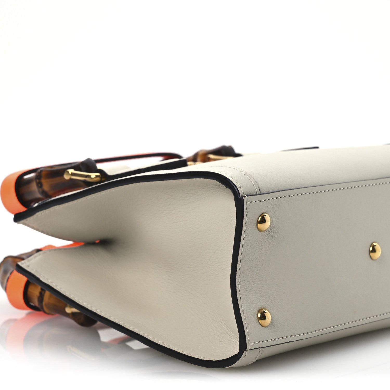 Wonka Grain Calfskin Mini Diana Tote Bag Mystic White Orange Fluo