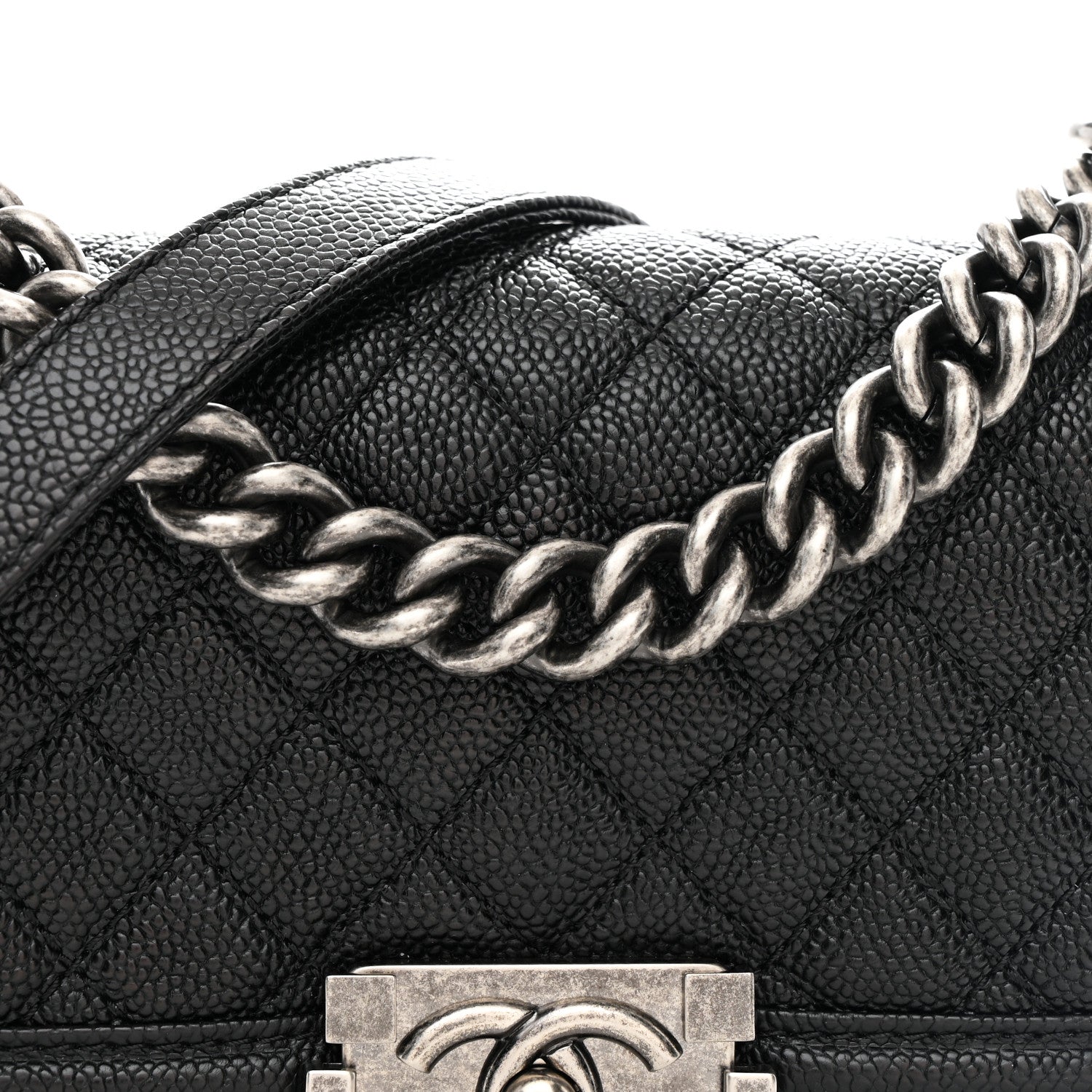 Caviar Quilted Small Boy Flap Black