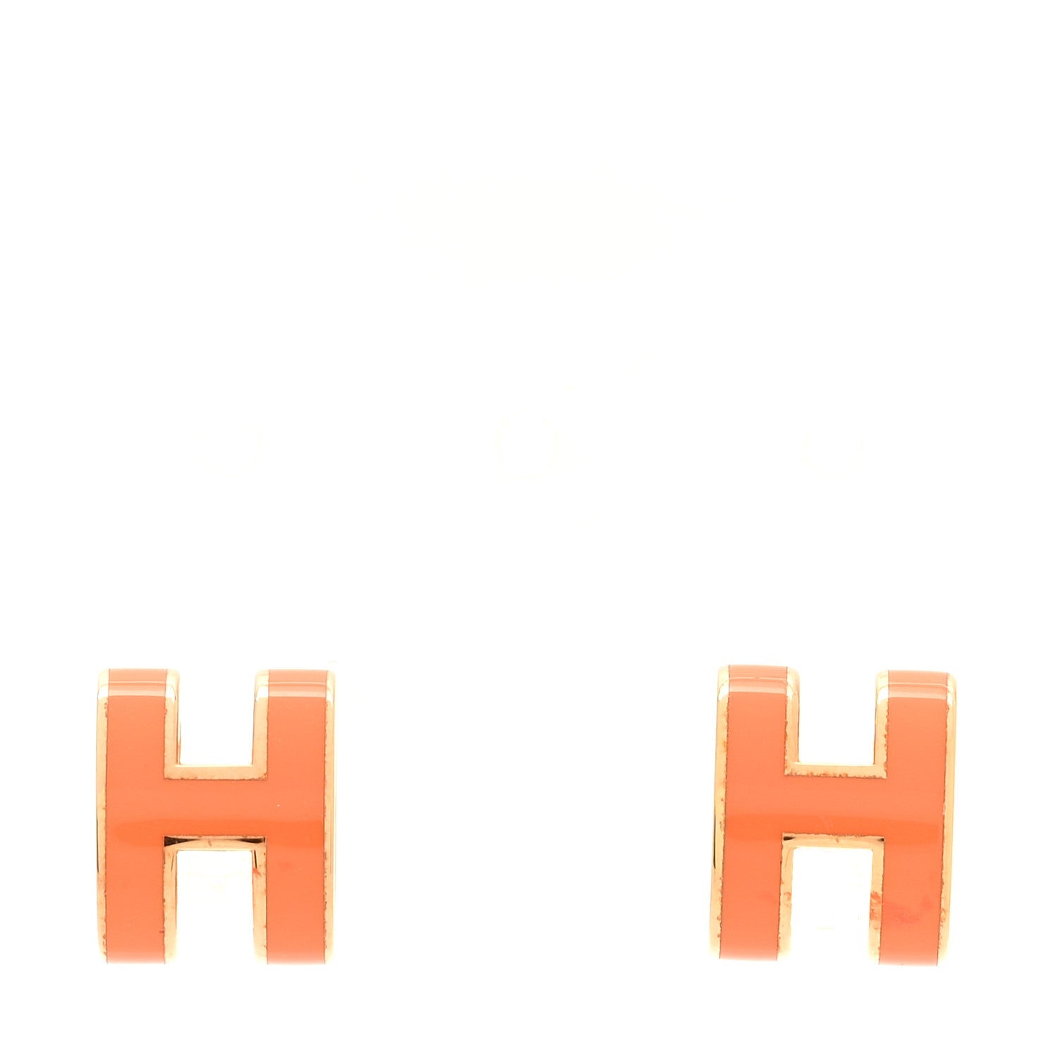 Gold Lacquered Mini Pop H Earrings Orange