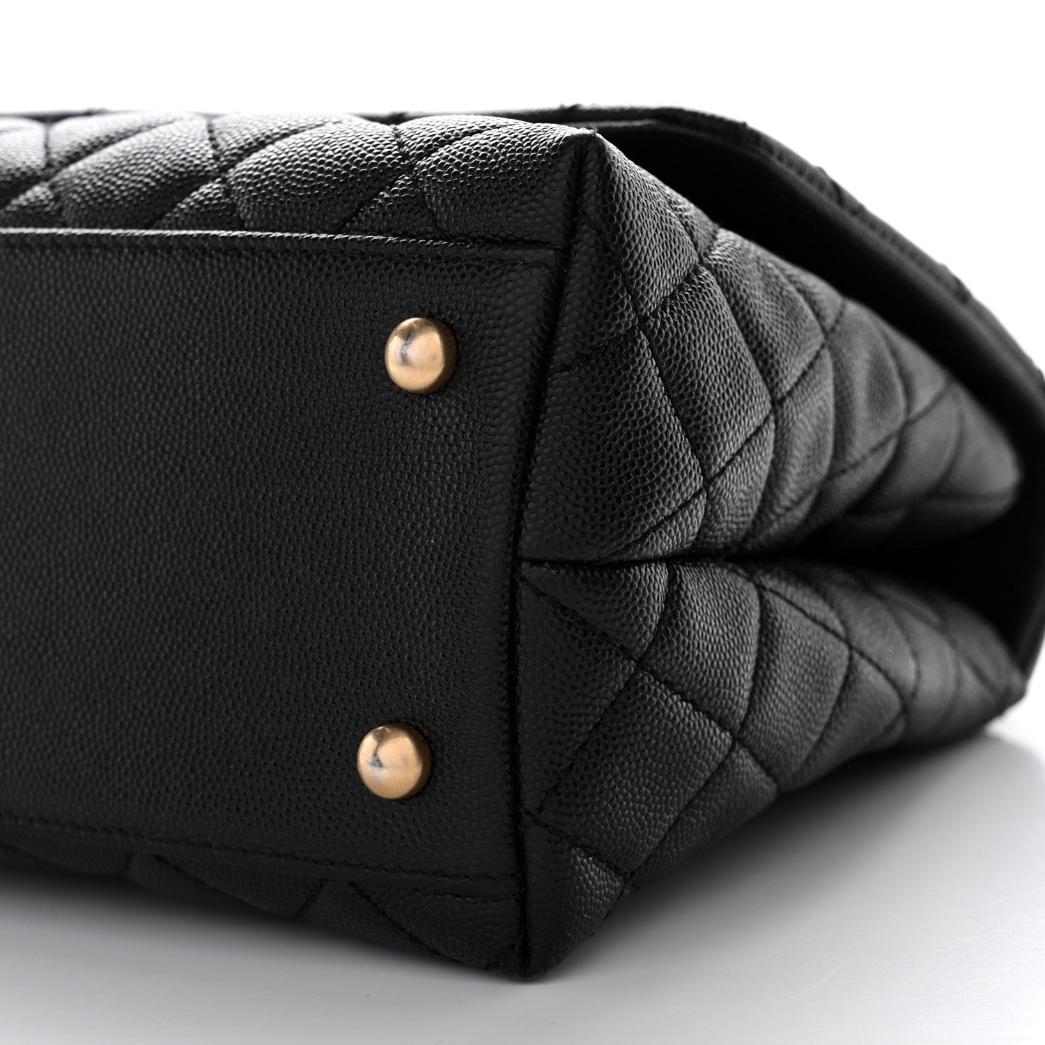 Caviar Lizard Quilted Small Coco Handle Flap Black