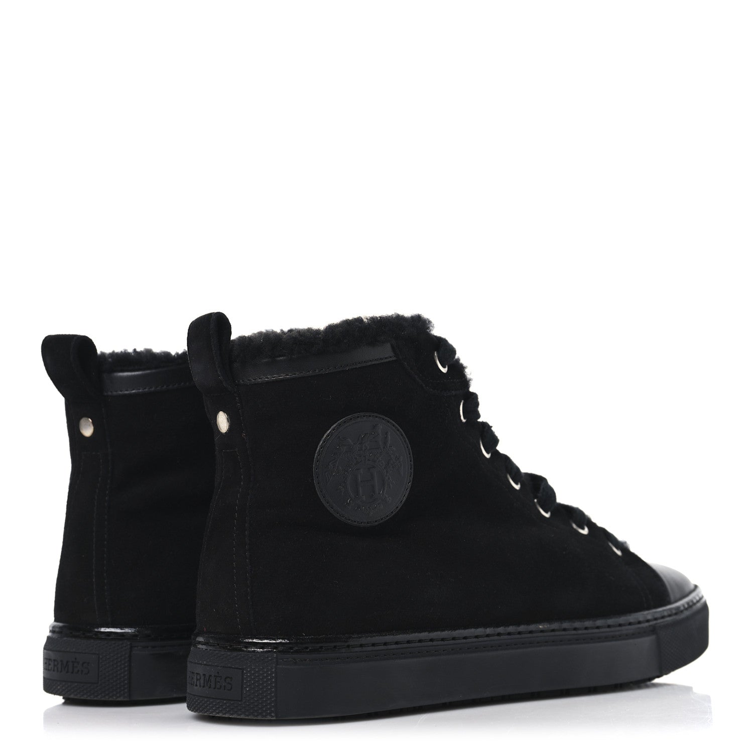 Suede Shearling Womens Jimmy High Top Sneakers 38 Black