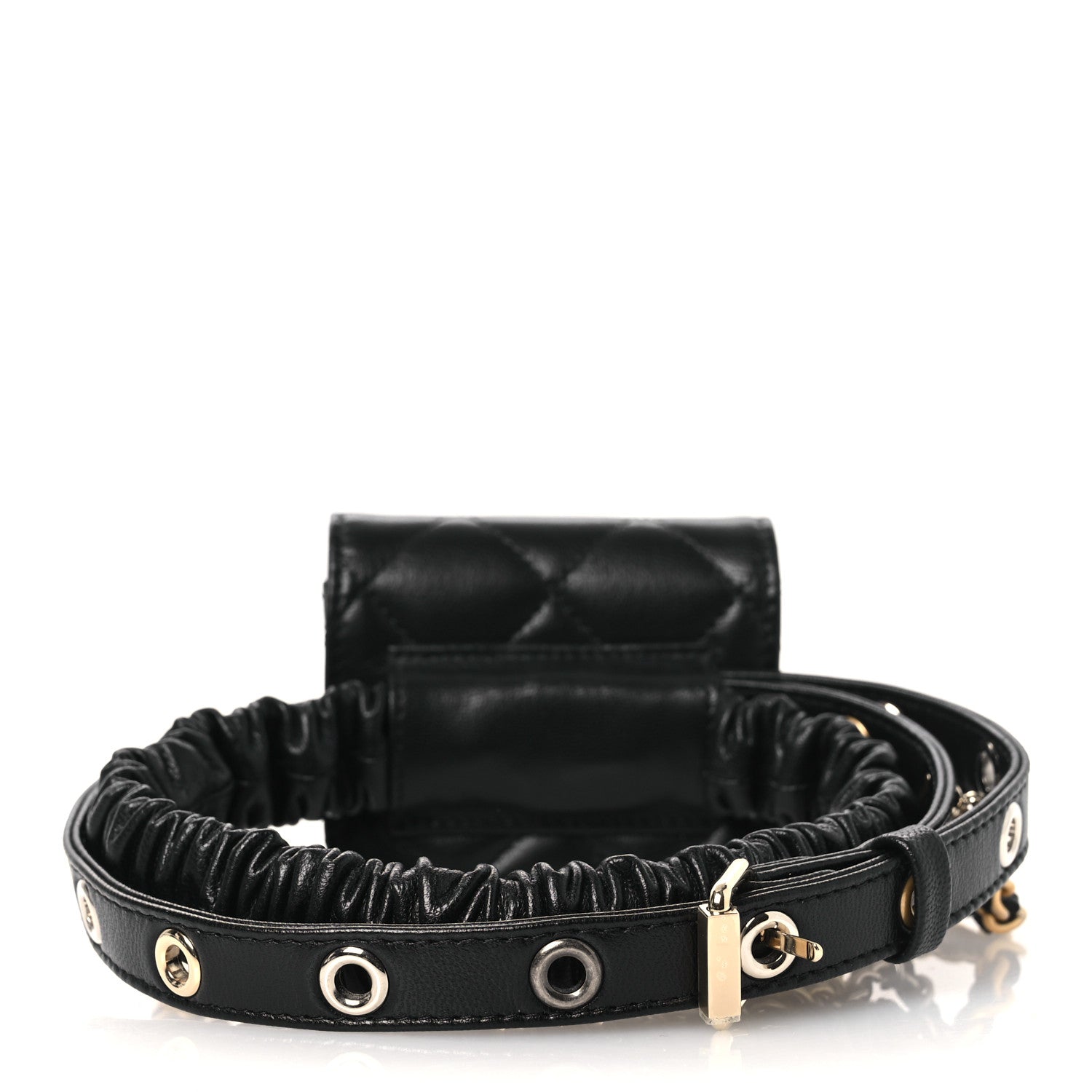 Goatskin Quilted Airpods Pro Case Belt Black