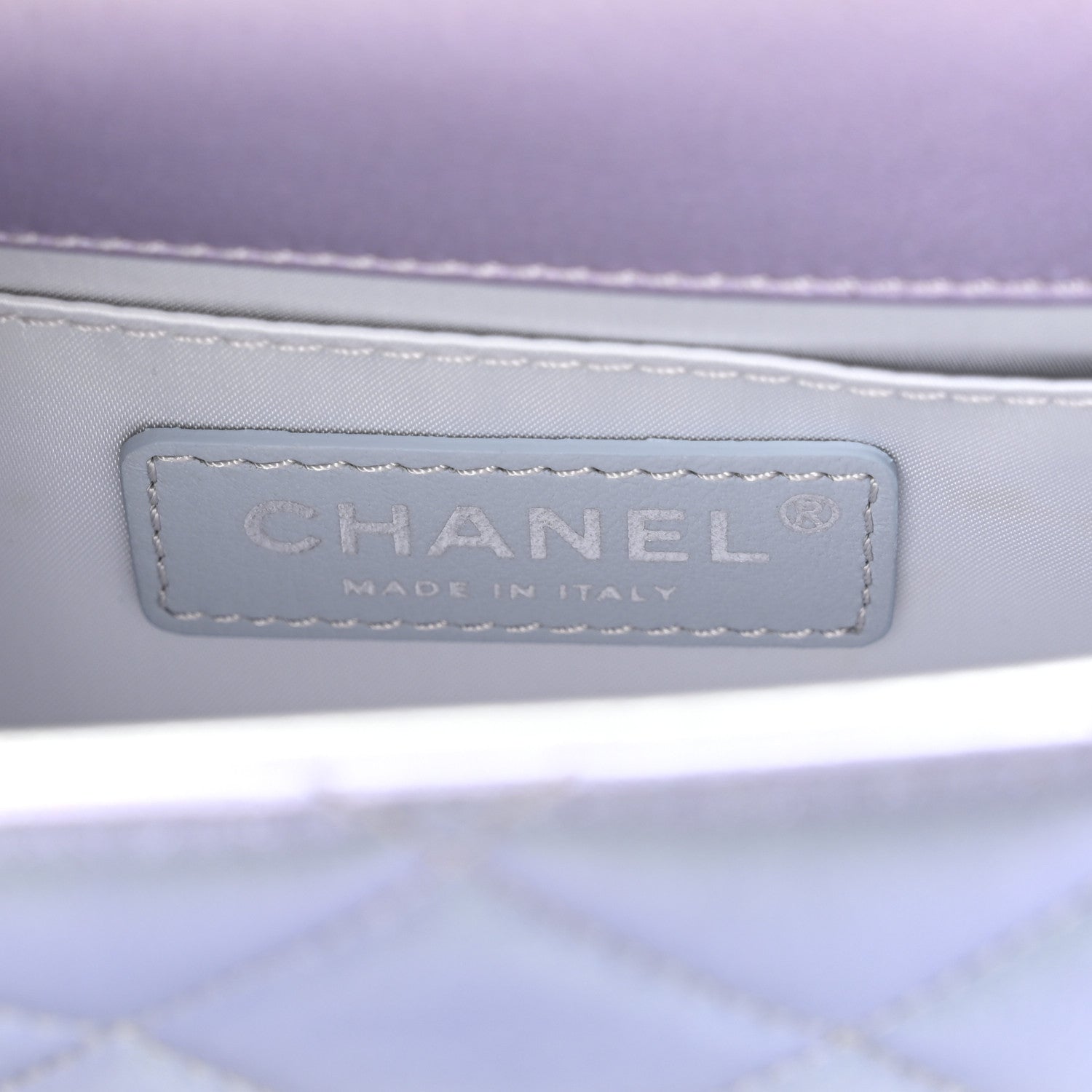 Gradient Metallic Calfskin Quilted Clutch Silver Blue Yellow Purple