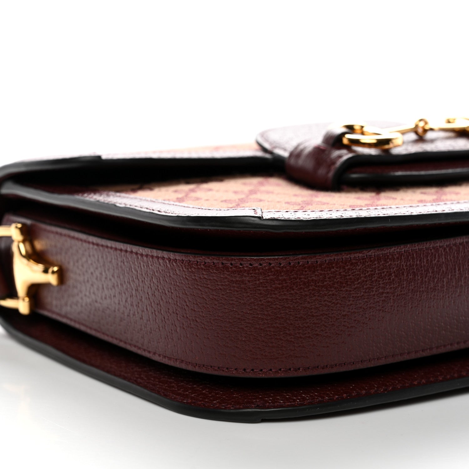 Monogram Textured Dollar Calfskin Horsebit 1955 Shoulder Bag Sahara Rubino Chardonnay