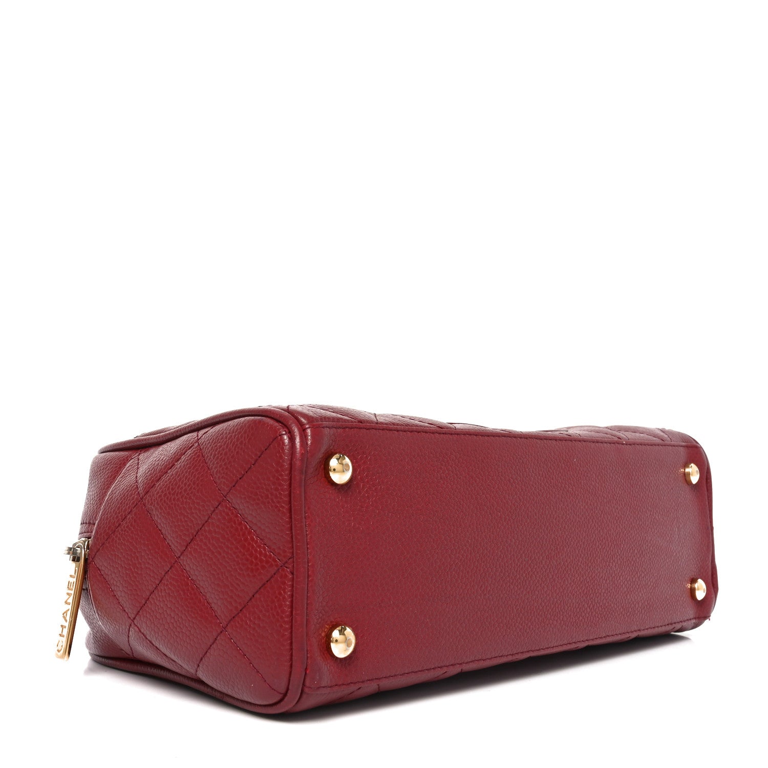 Caviar Quilted Small Bowler Dark Red