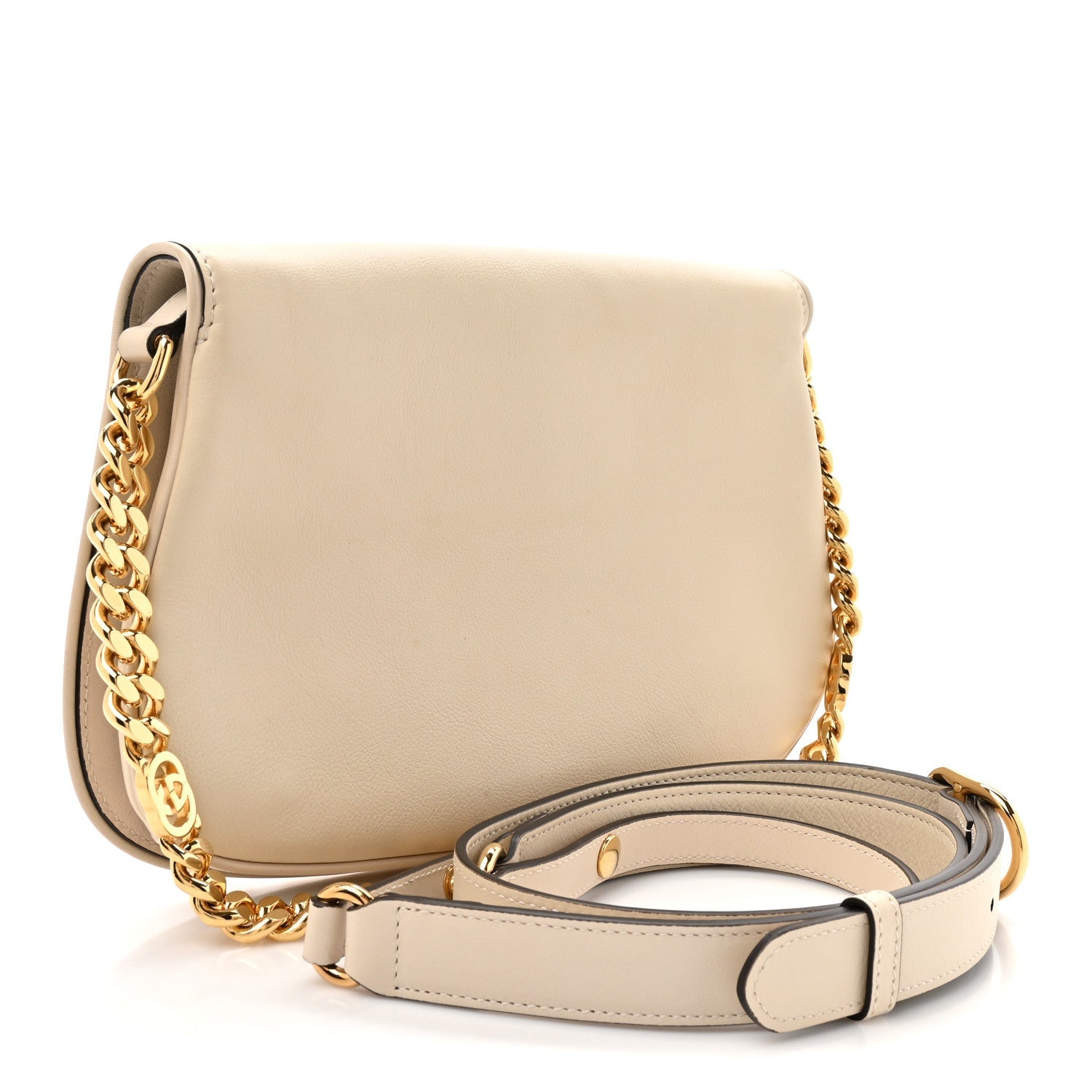 Roxy Calfskin Blondie Chain Shoulder Flap Bag Mystic White