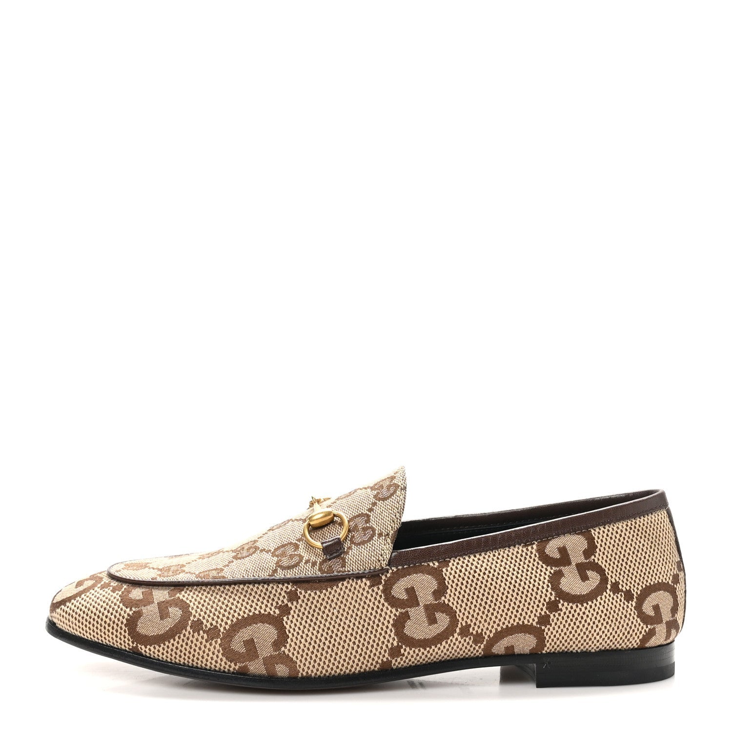 Monogram Jumbo GG Malaga Kid Horsebit Womens Jordaan Loafers 39.5 Camel Ebony New Acero Beige