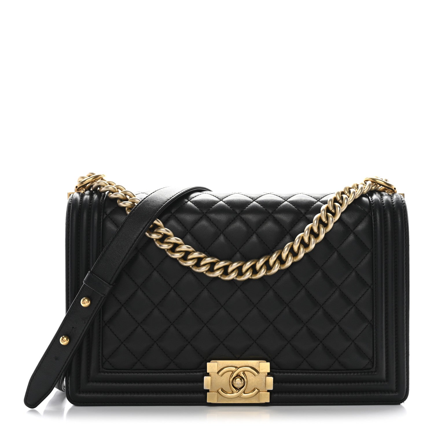 Calfskin Quilted New Medium Boy Flap Black