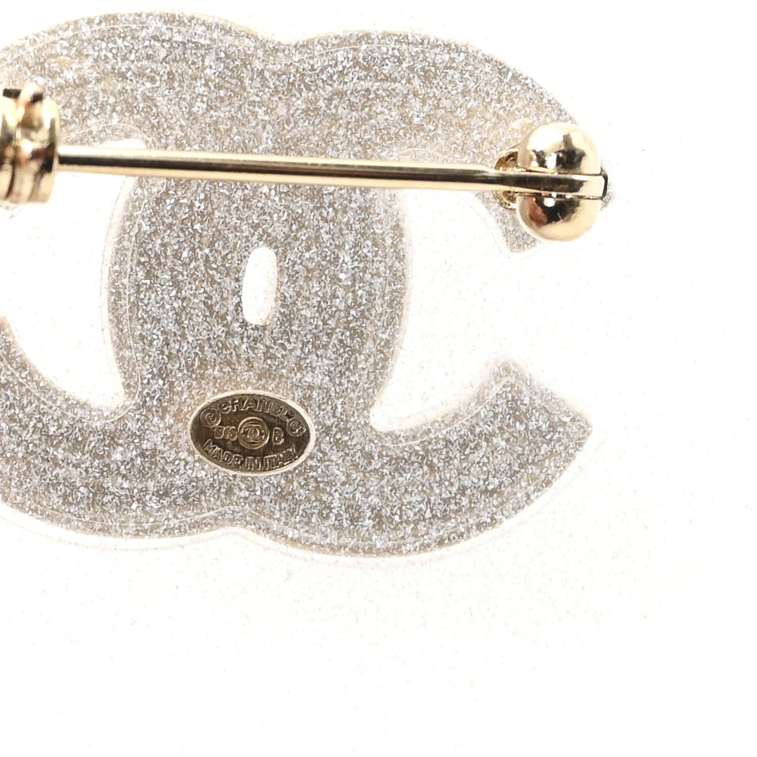 Resin CC Heart Brooch Light Gold