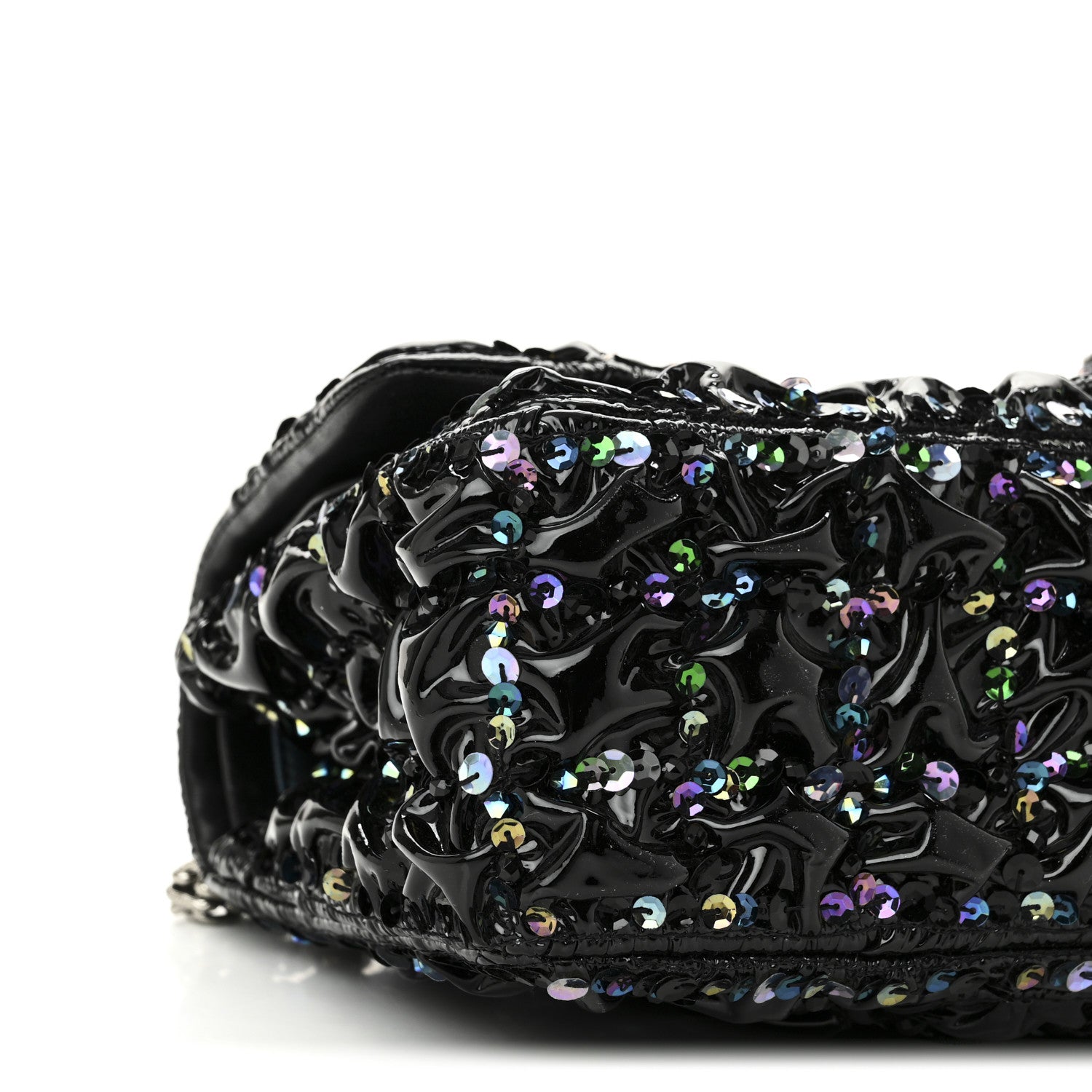 Patent Sequin Crystal Ruched 2.55 Reissue 225 Flap Black