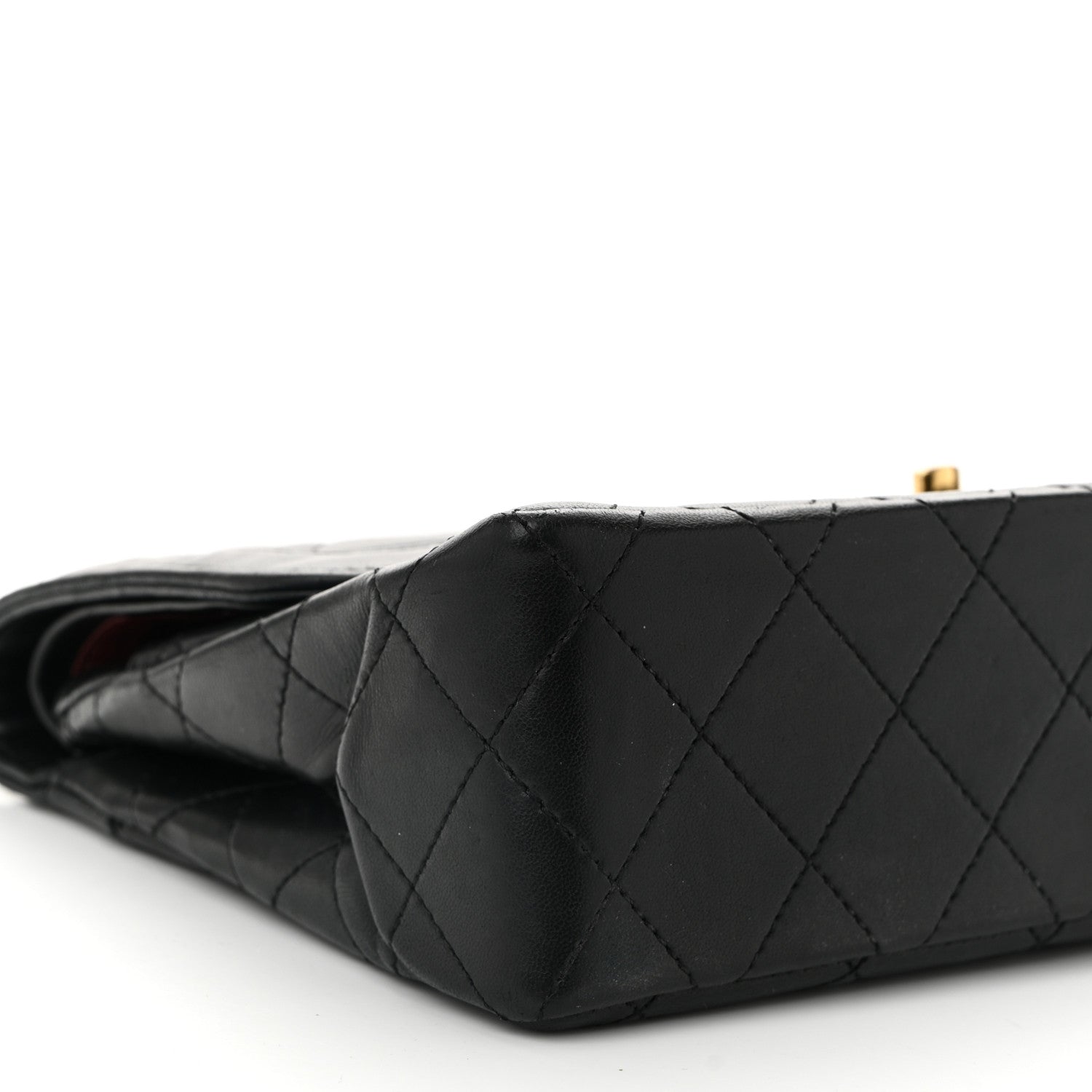 Lambskin Quilted Medium Double Flap Bag Black