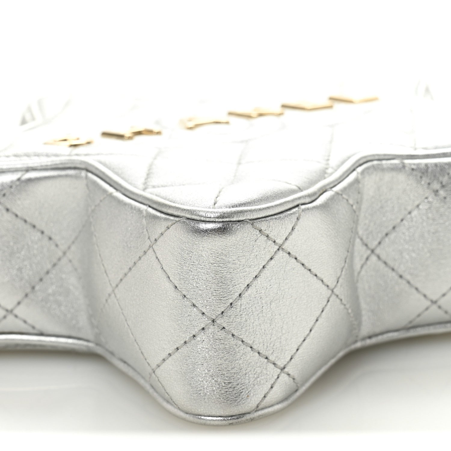 Metallic Lambskin Walk Of Fame Bag Silver