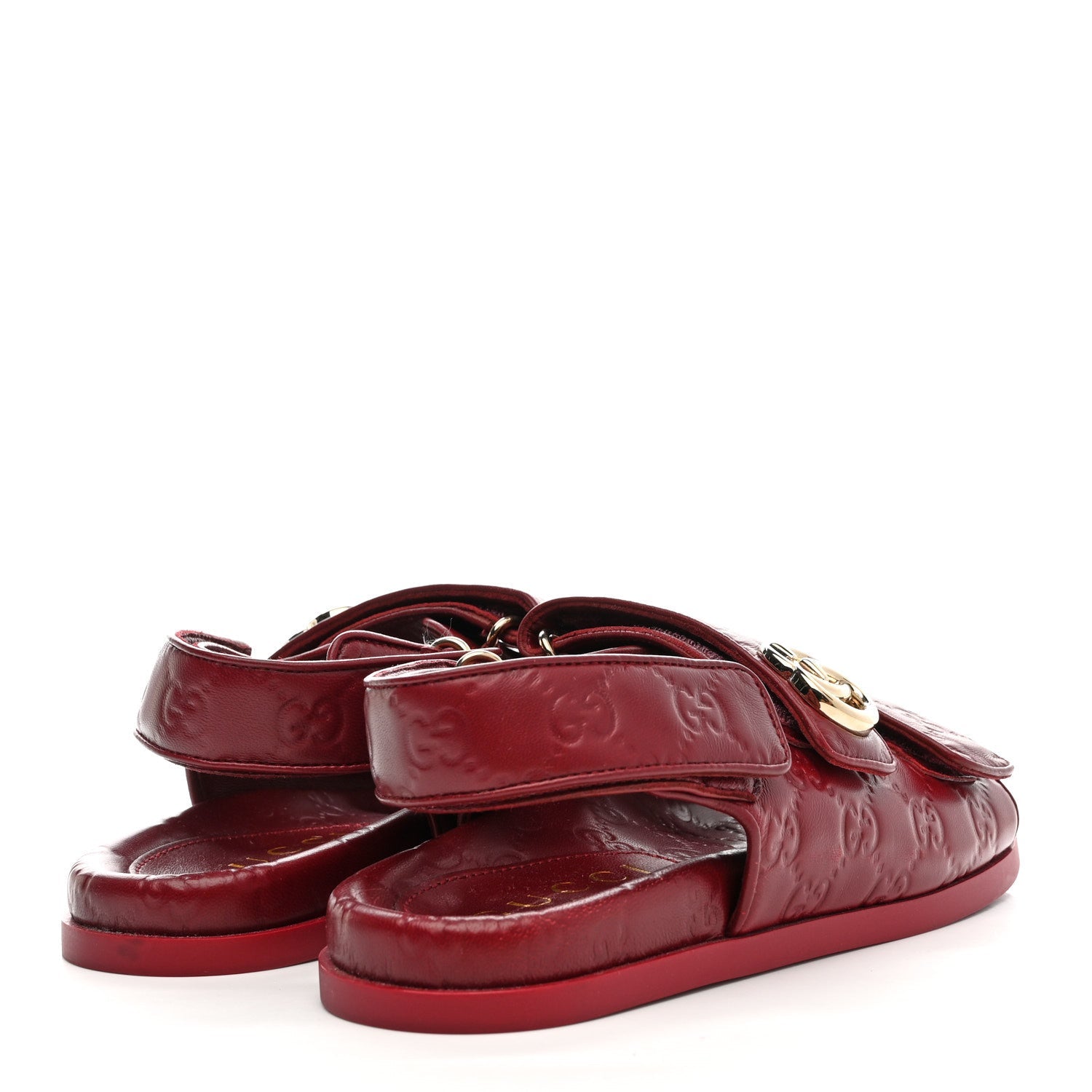 Guccissima GG Embossed Womens Sandals 36 Rosso Ancora