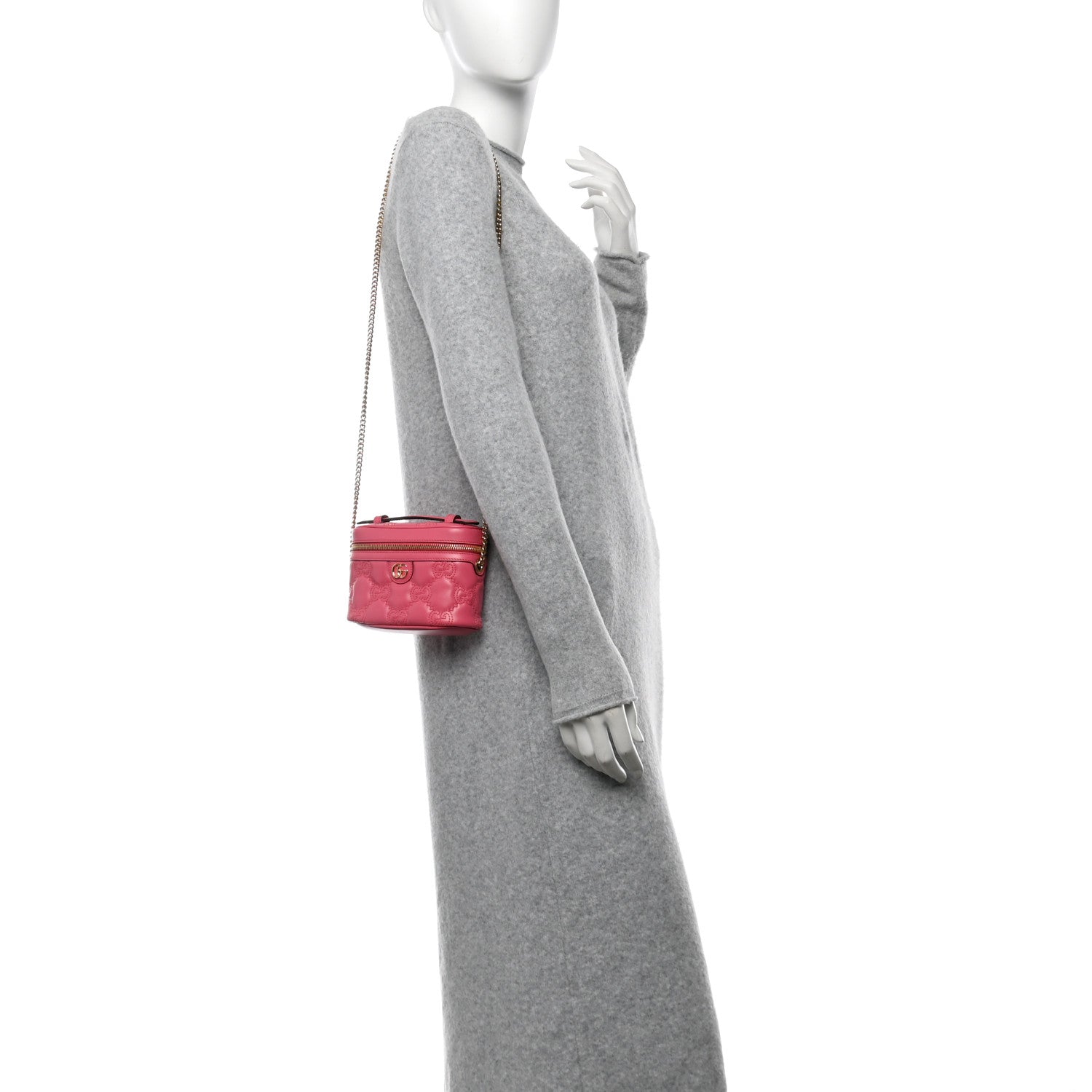 Calfskin GG Matelasse Mini Top Handle Bag Rhodamine Pink