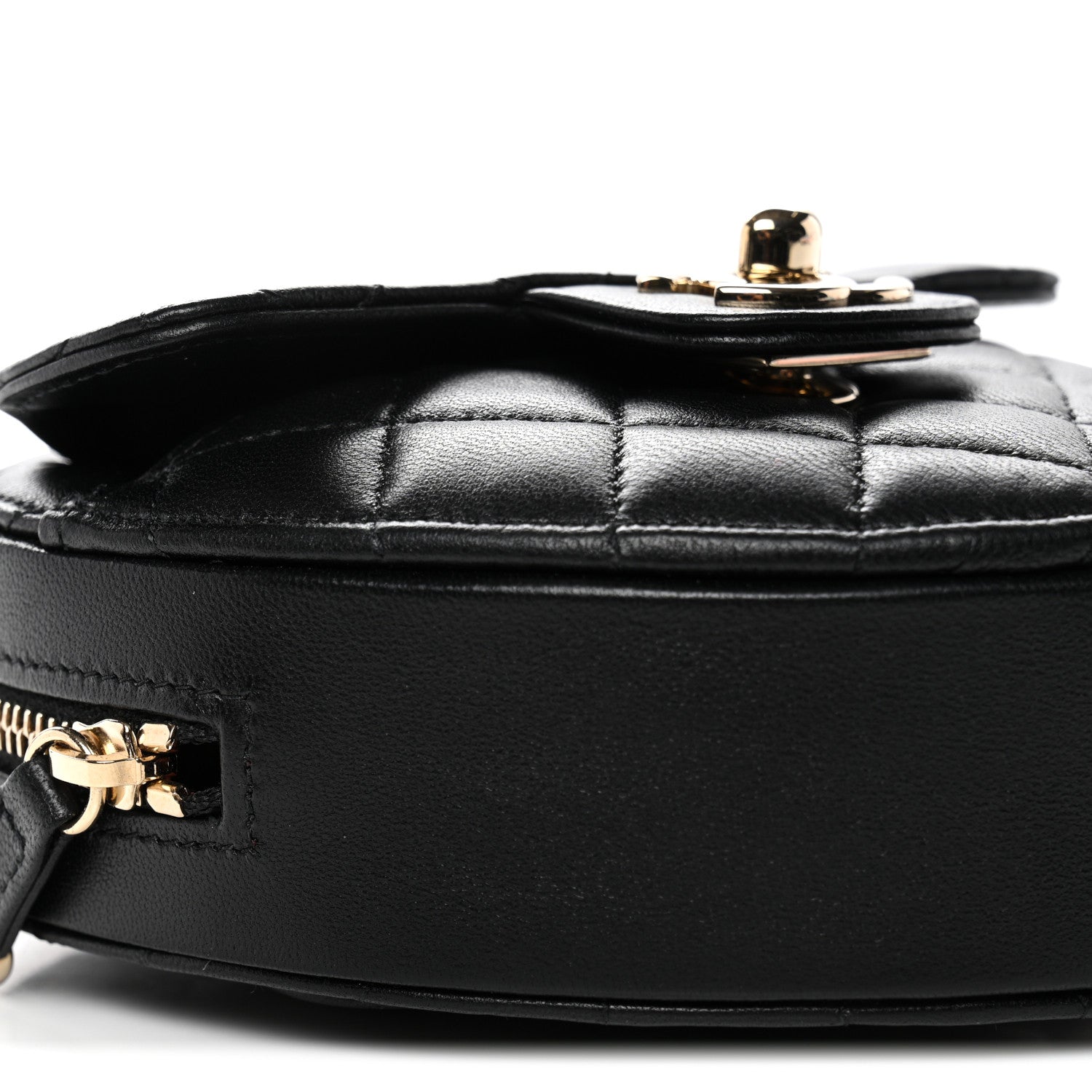 Lambskin Quilted CC In Love Heart Clutch With Chain Black