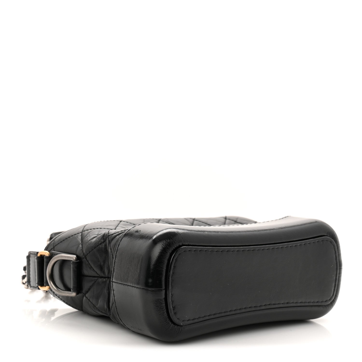 Aged Calfskin Quilted Small Gabrielle Hobo Black