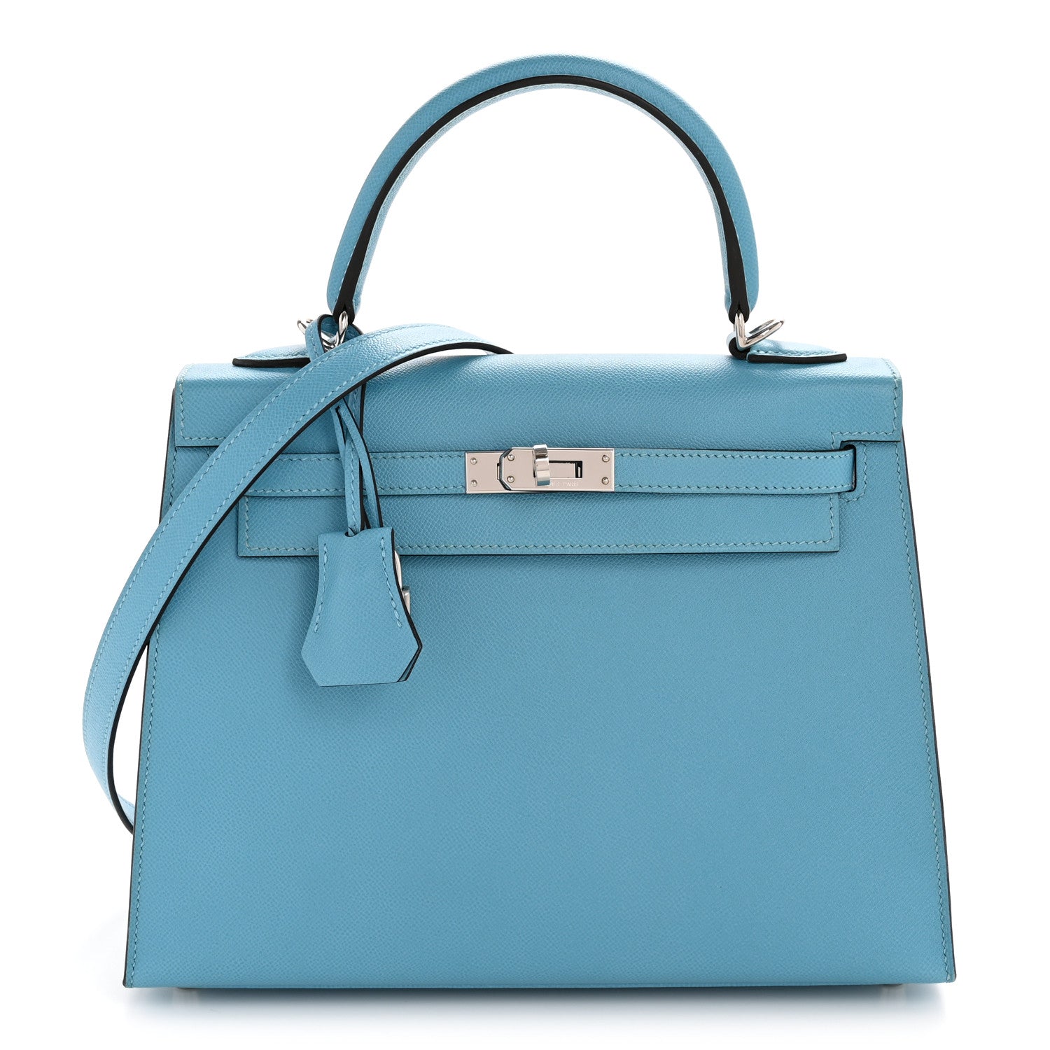 Madame Calfskin Kelly Sellier 25 Bleu du Nord