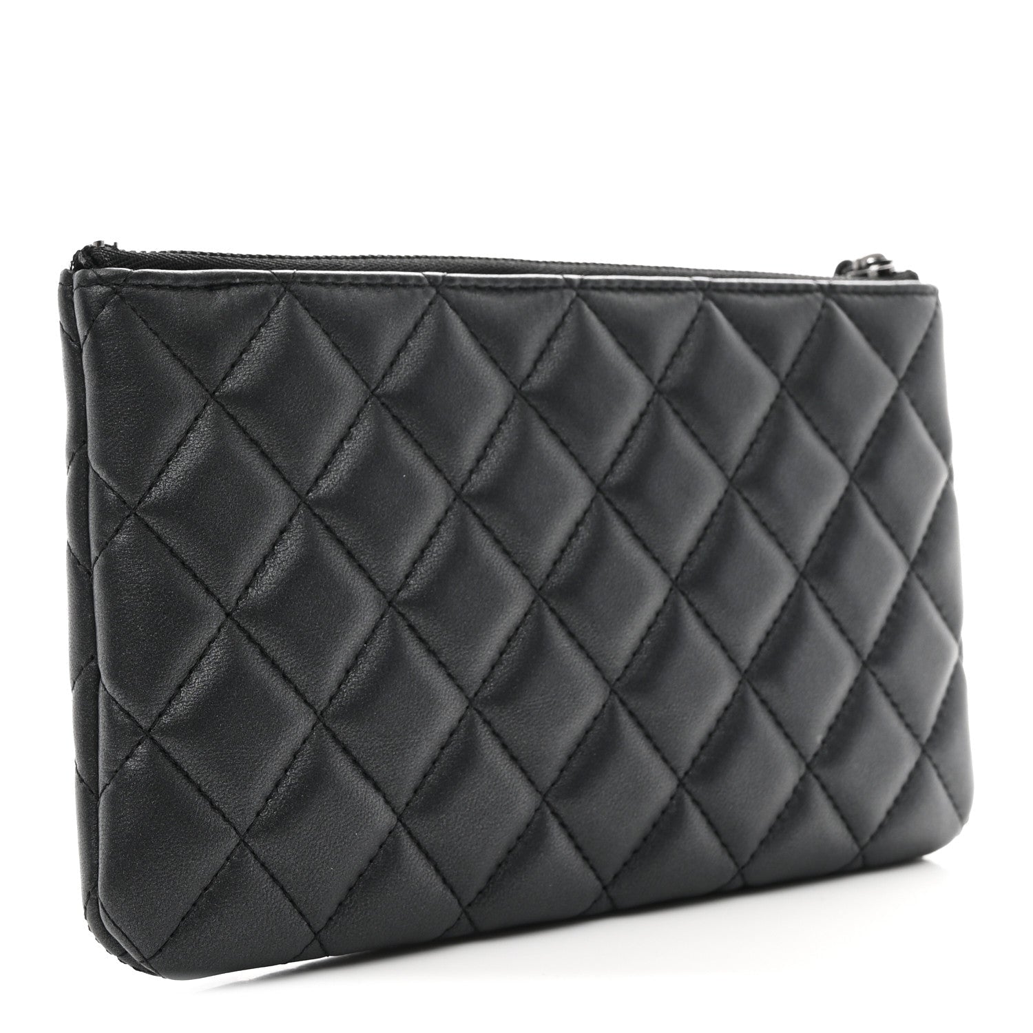Pearly Lambskin Quilted Cosmetic Case So Black