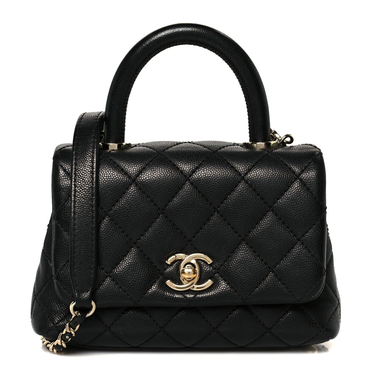 Caviar Quilted Extra Mini Coco Handle Flap Black