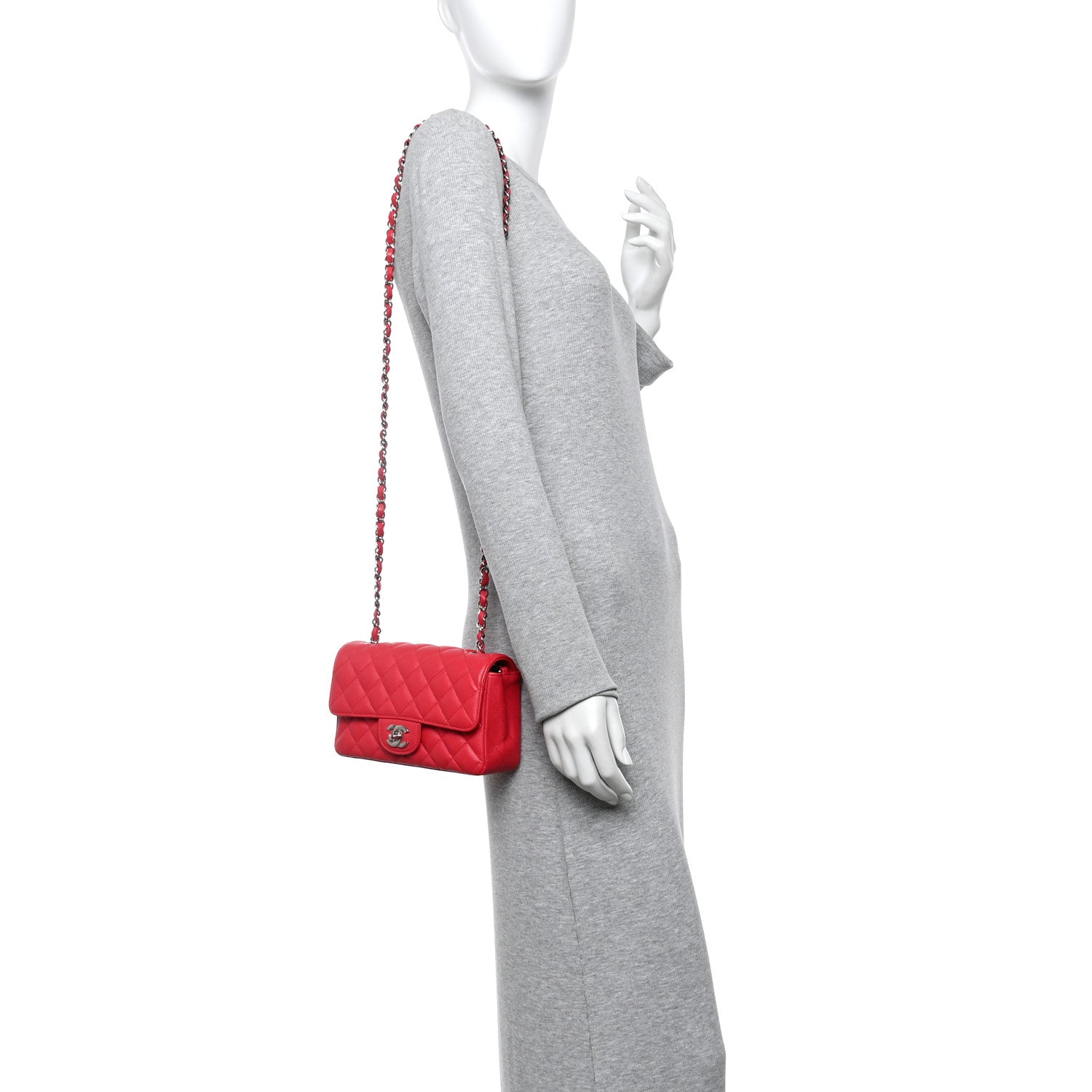 Caviar Quilted Mini Rectangular Flap Red