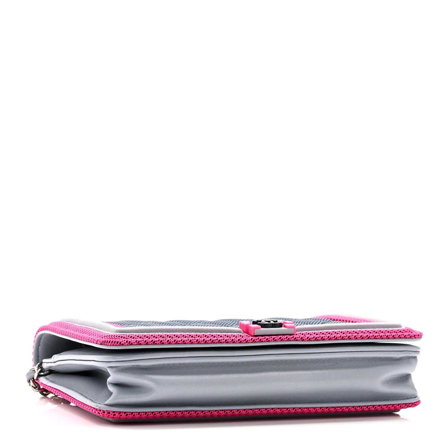 Canvas Quilted Fluo Boy Wallet On Chain WOC Dark Navy Fuchsia Grey