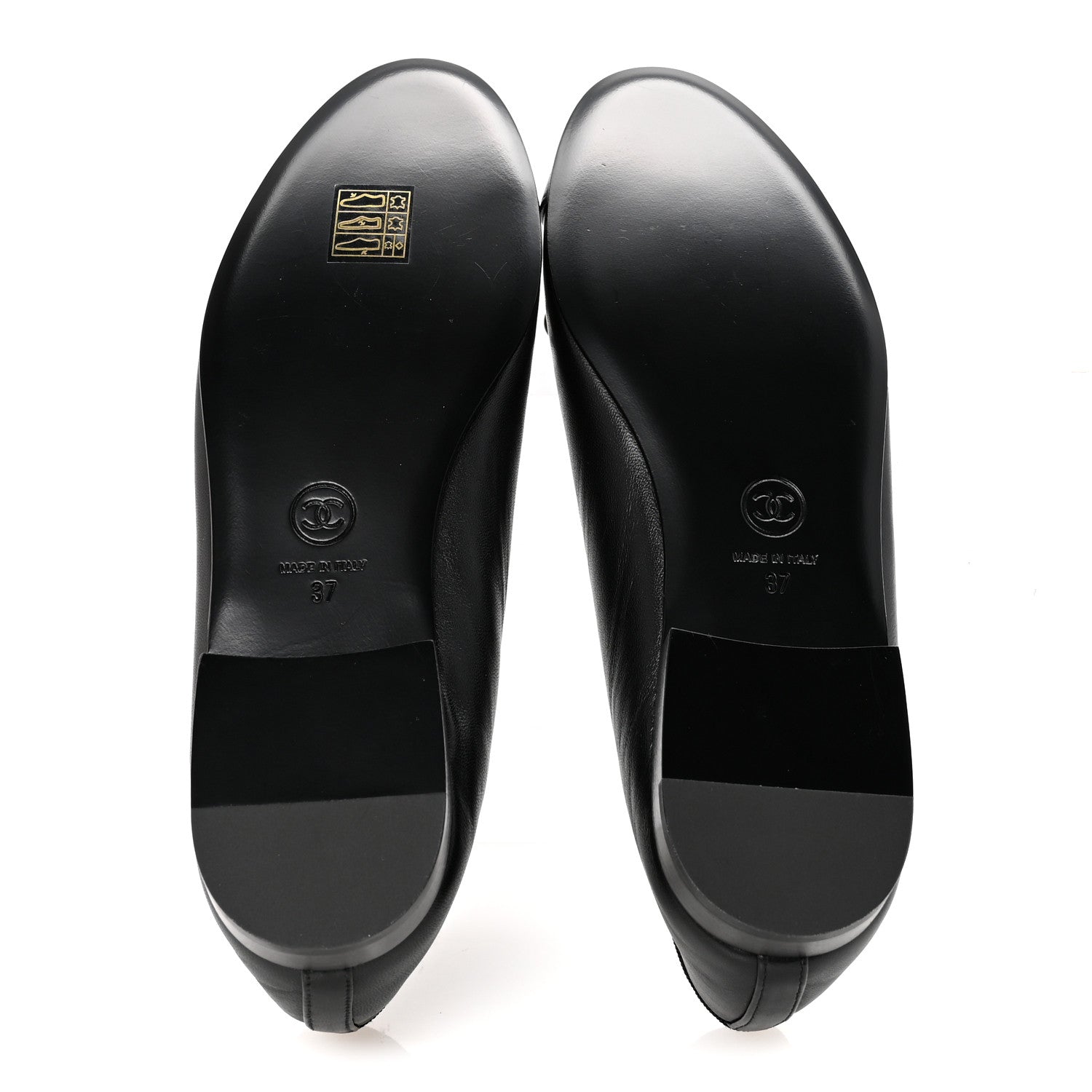 Lambskin CC Cap Toe Ballerina Flats 37 Black Dark Grey