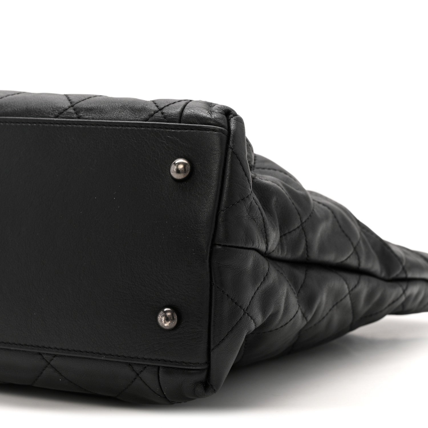 Calfskin Quilted Large Coco Pleats Tote Black