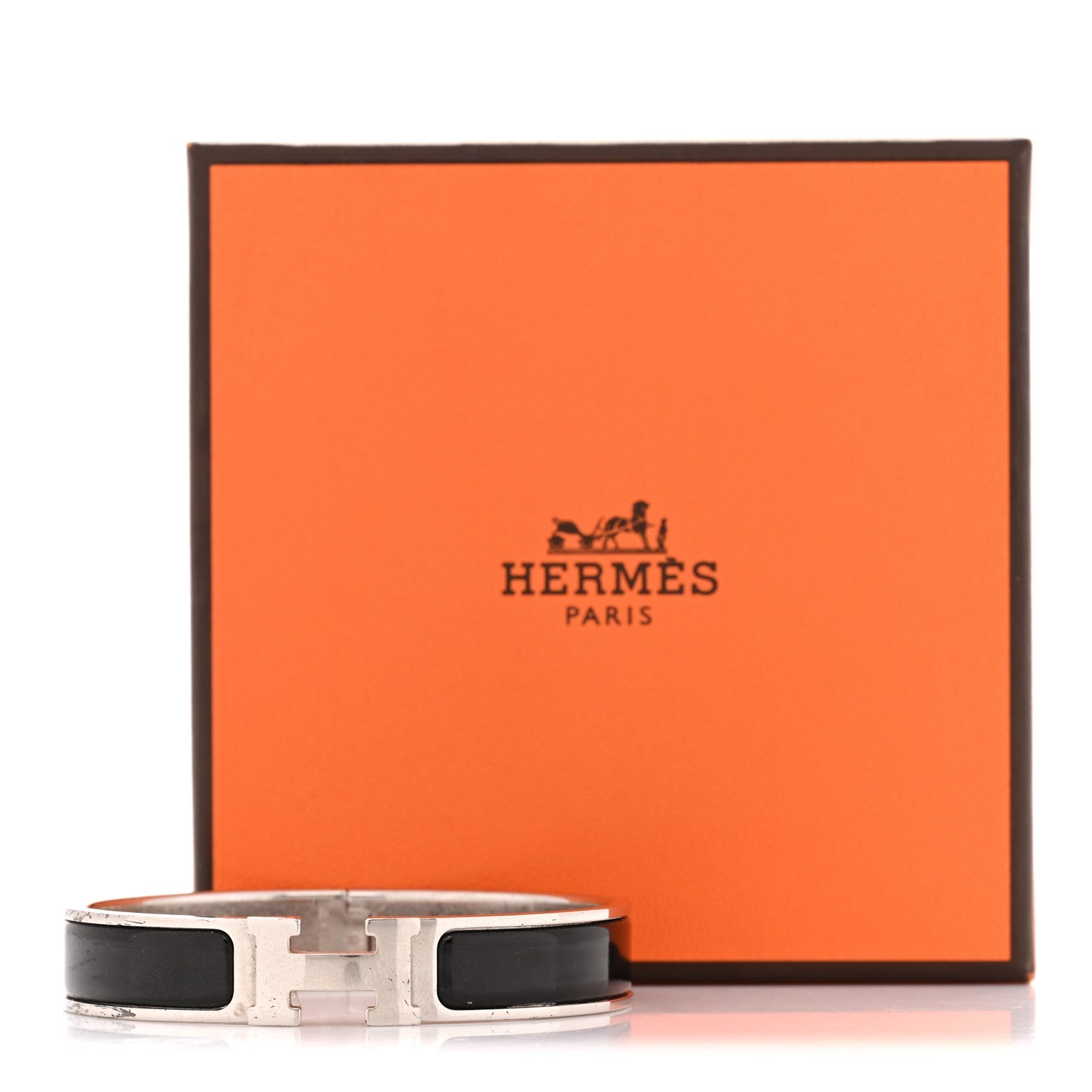 Enamel Narrow Clic Clac H Bracelet GM Black