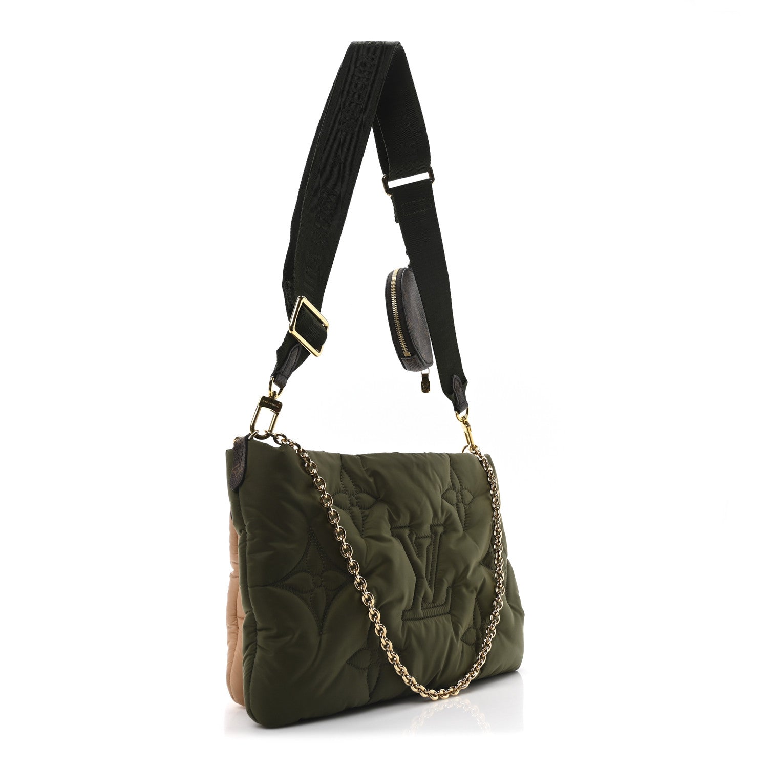 Econyl Monogram Pillow Maxi Multi Pochette Accessories Kaki Beige