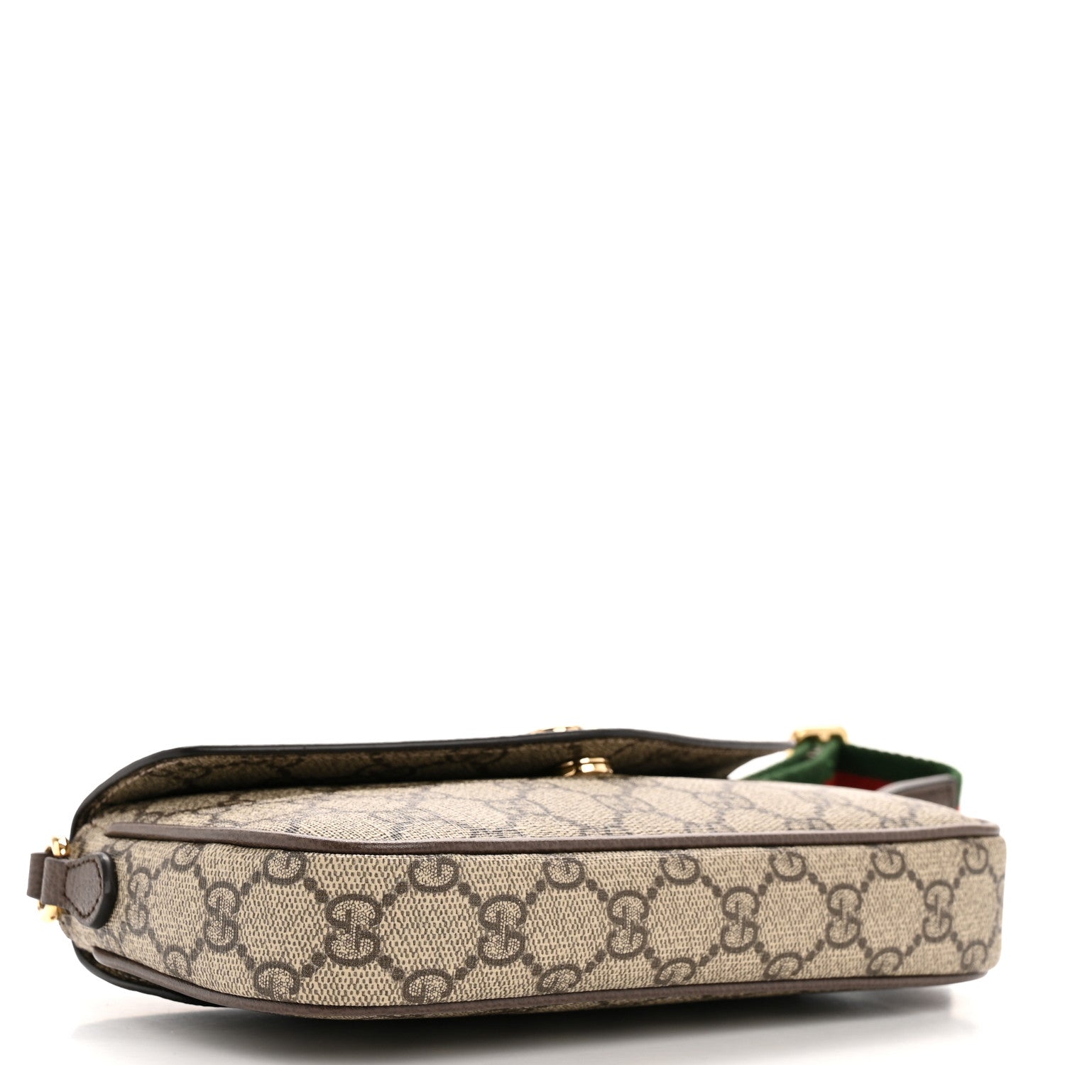 GG Supreme Monogram Textured Dollar Calfskin Web Mini Ophidia Envelope Shoulder Bag Beige Ebony New Acero