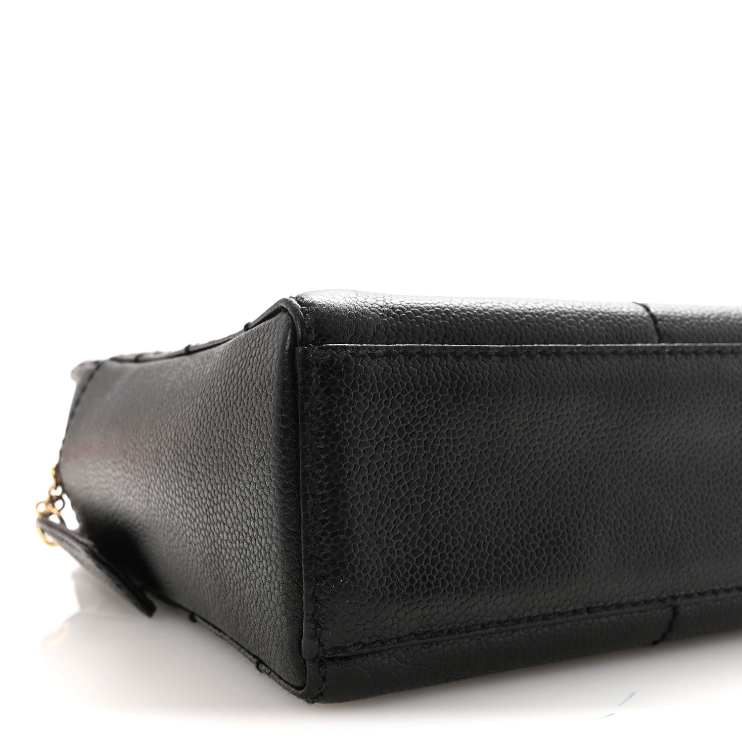 Caviar Stitched Chocolate Bar Shopping Tote Black