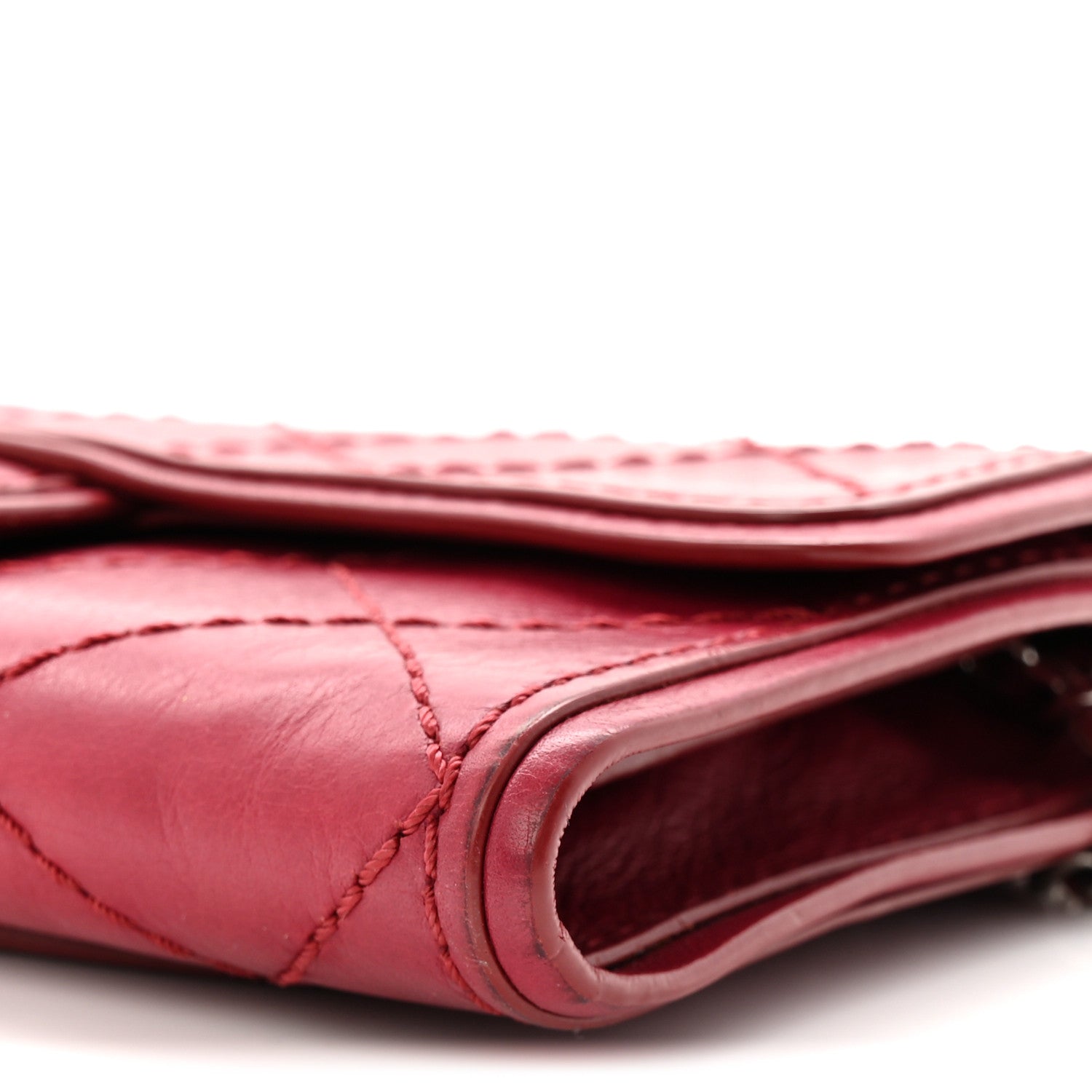 Calfskin Stitched Clutch Flap Red