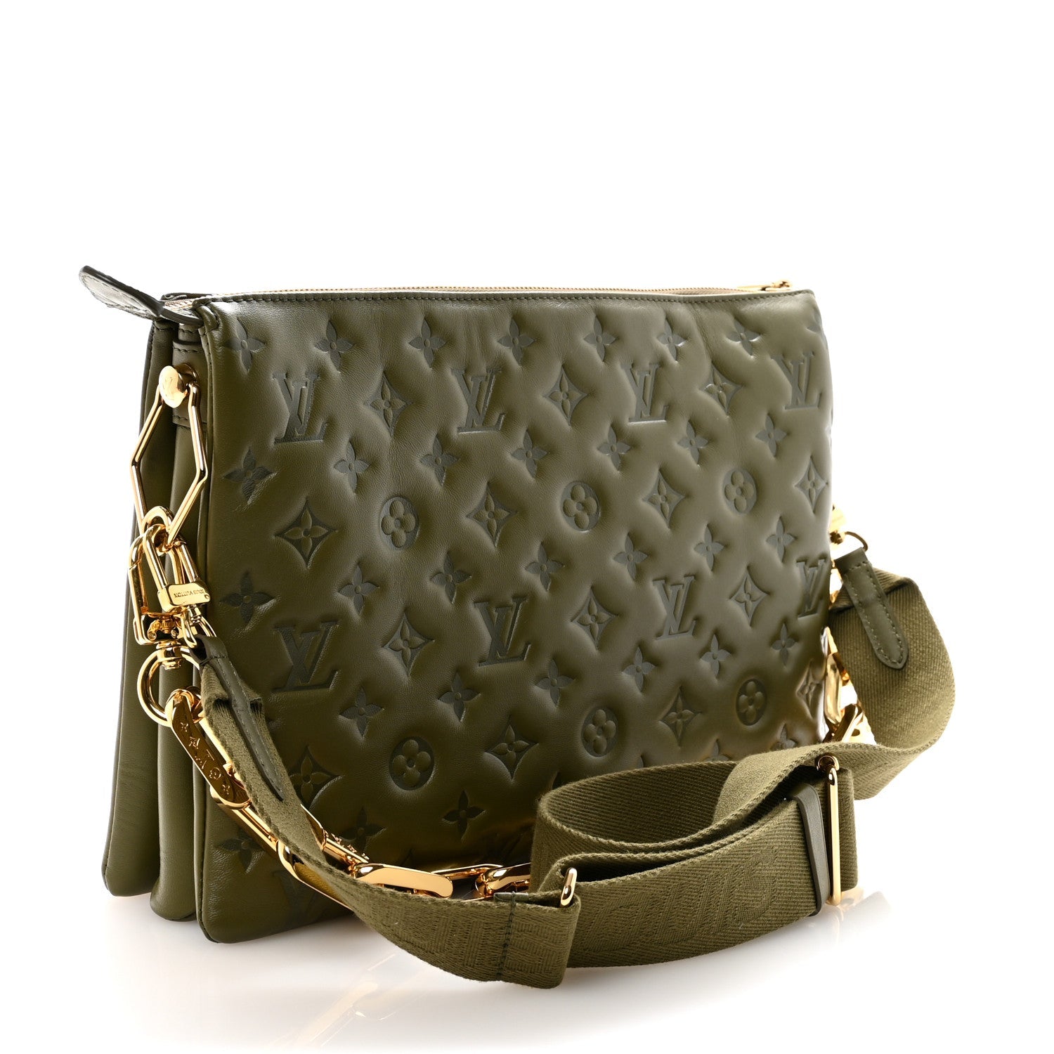 Lambskin Embossed Monogram Coussin MM Khaki