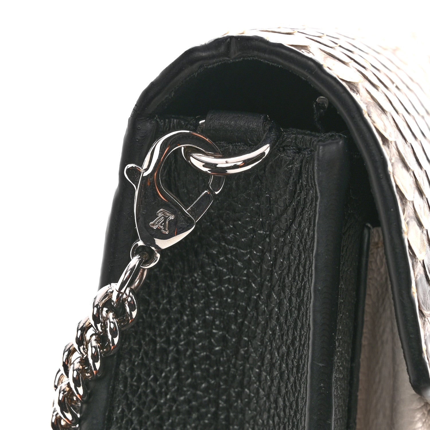 Soft Calfskin Snakeskin My Lockme Chain Bag Pochette Black