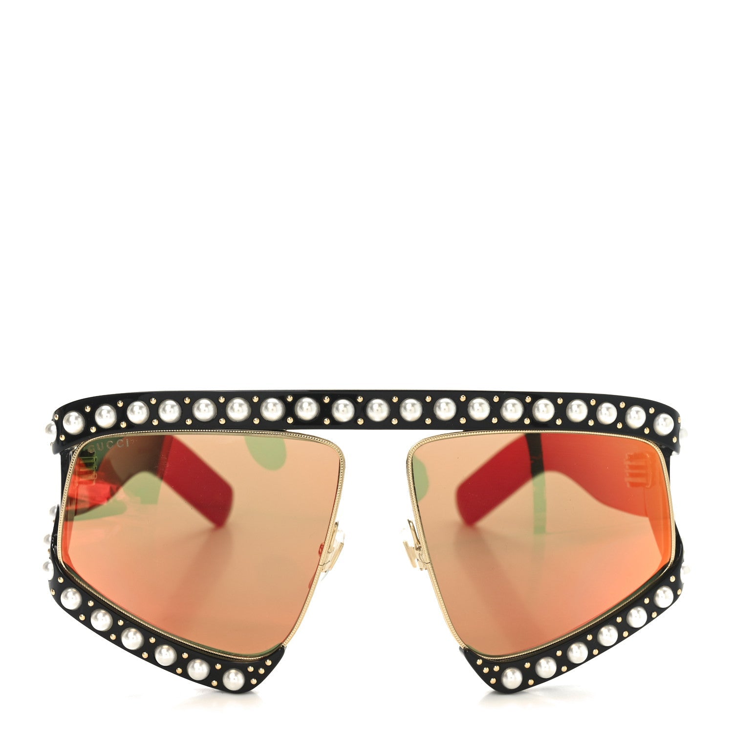 Acetate Pearl Rectangular Frame Sunglasses GG0234S Black Orange