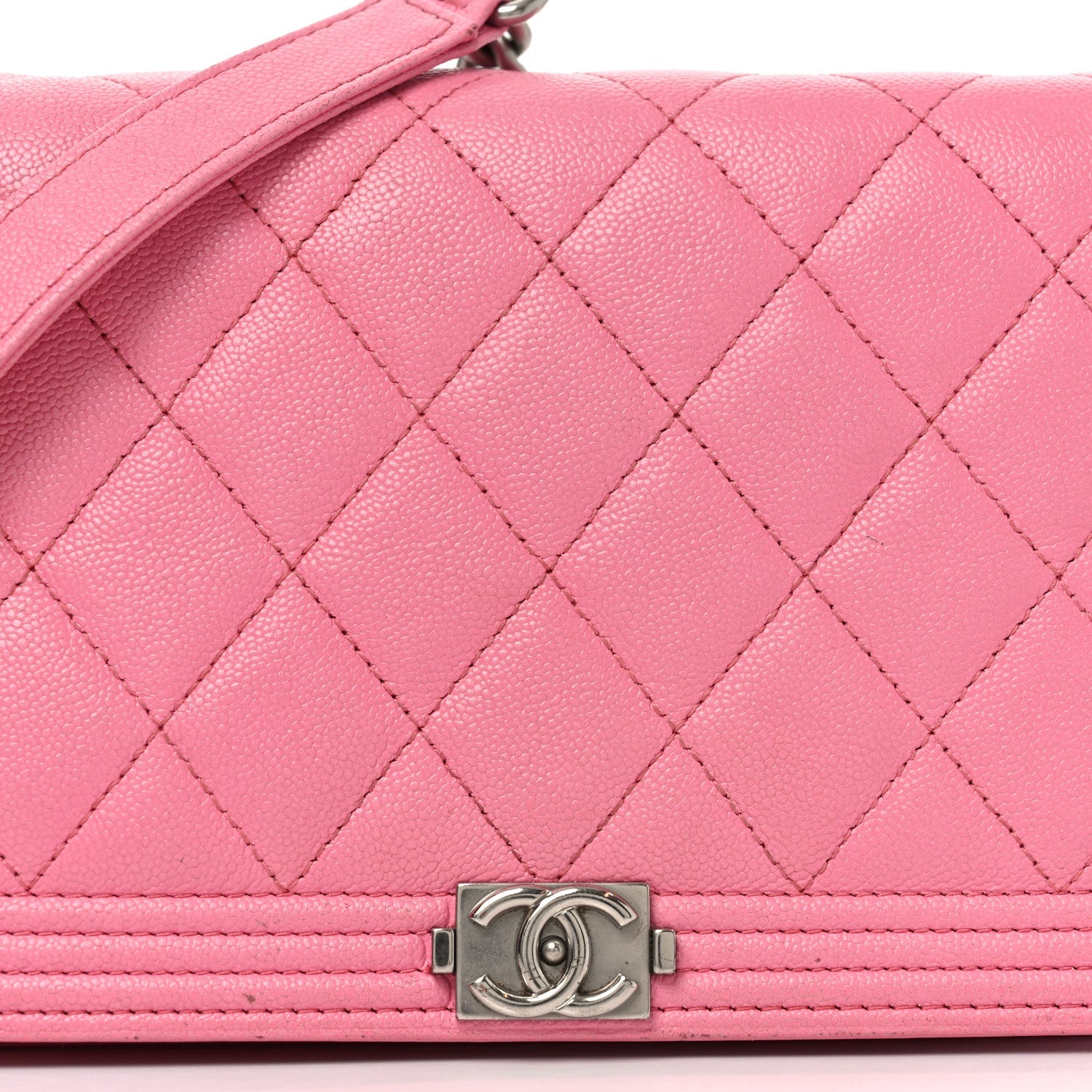 Caviar Quilted Boy Wallet On Chain WOC Light Pink