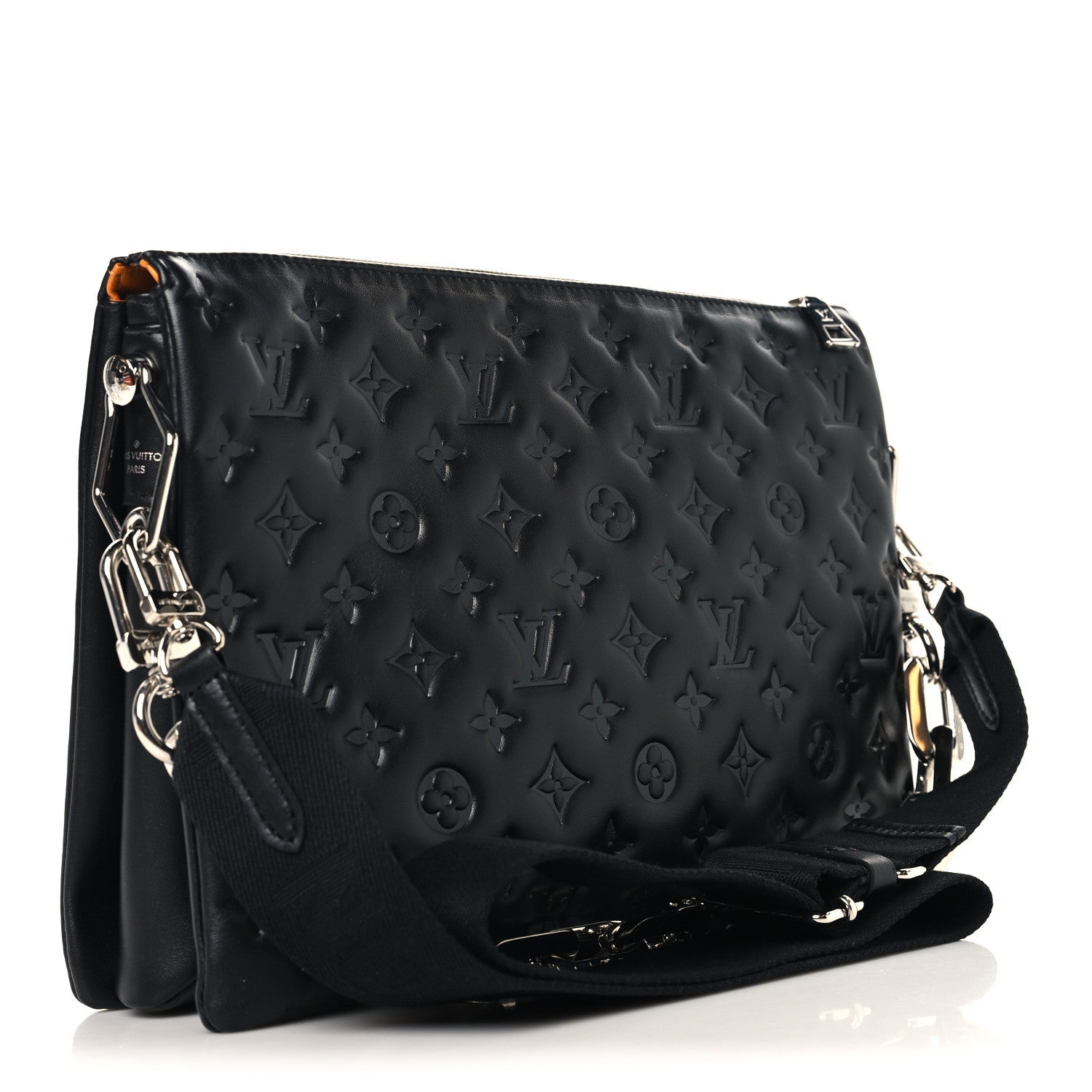 Lambskin Embossed Monogram Coussin MM Black