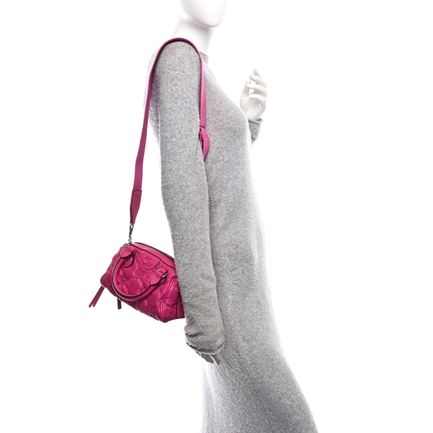 Nylon Calfskin Enamel GG Matelasse Mini Bowler Bag Lovely
