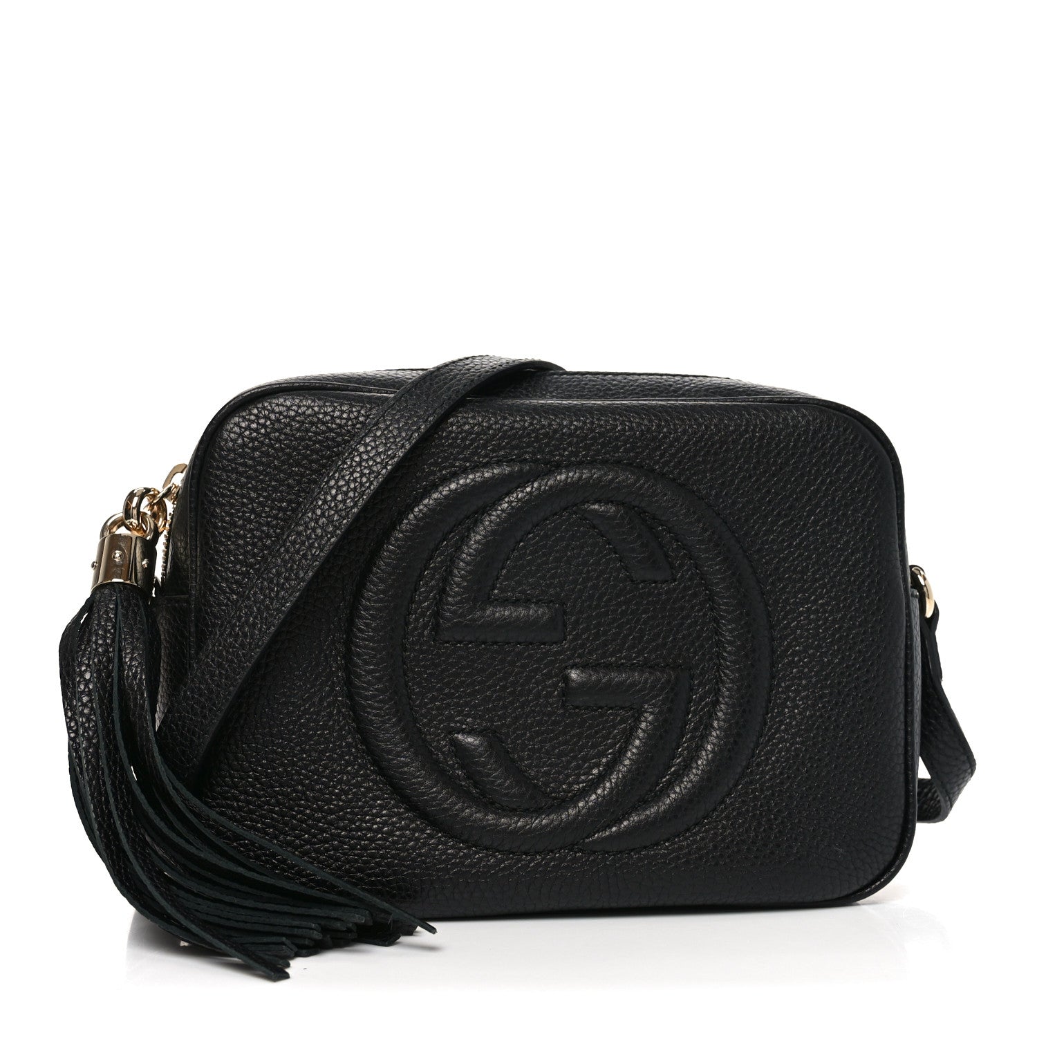 Pebbled Calfskin Small Soho Disco Bag Black