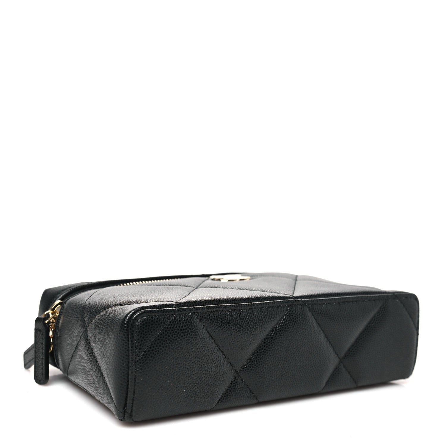 Caviar Quilted Top Handle Slim Vanity With Chain Black