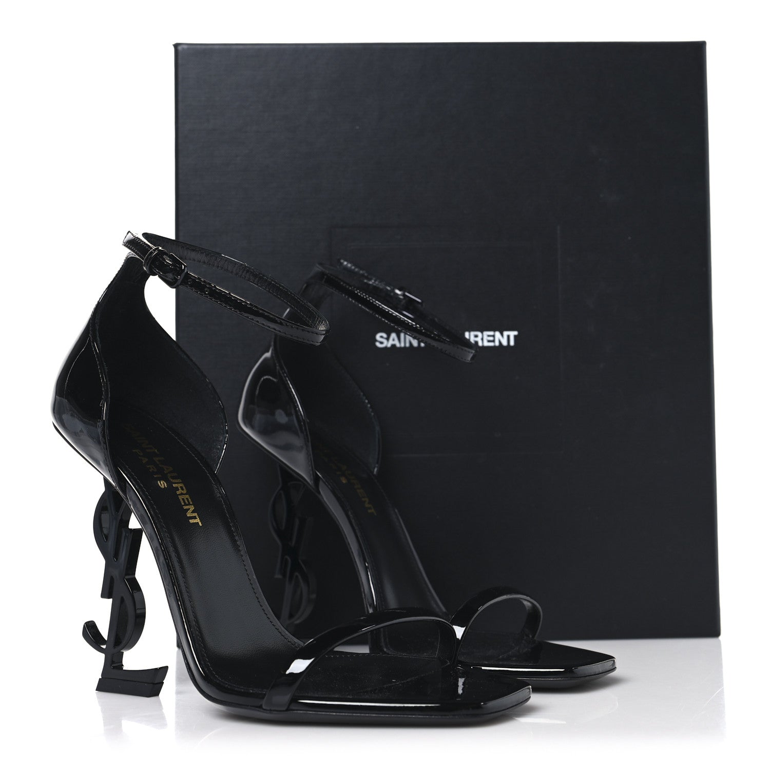 Patent Calfskin Opyum 110 Sandals 36 Black