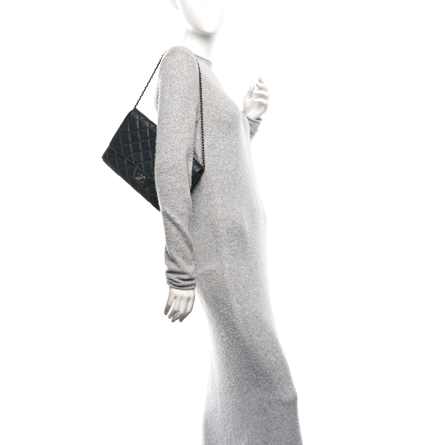 Lambskin Quilted Clutch With Chain Flap Black