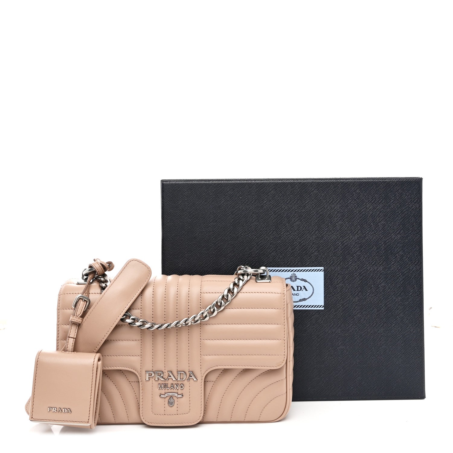 Soft Calfskin Impunture Diagramme Medium Chain Flap Shoulder Bag Cipria