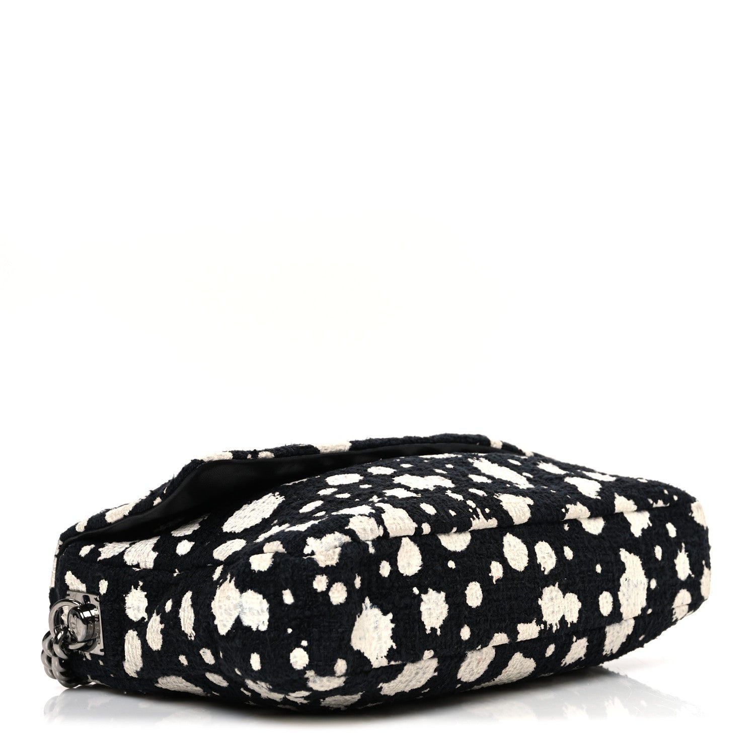 Tweed Paint Splatter Print Flap Black White
