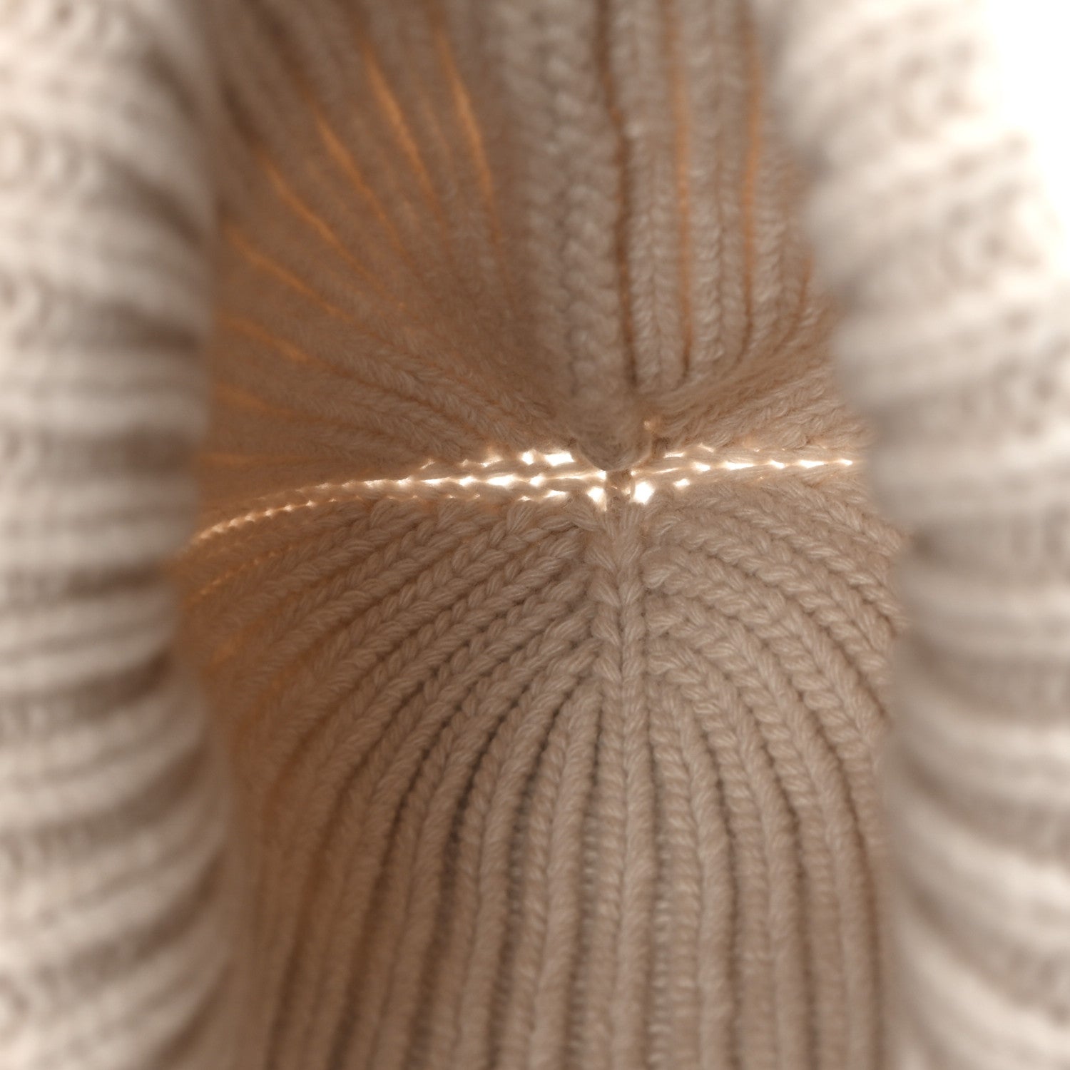 Wool Cashmere Sheepskin Shearling CC Patch Beanie Hat  Ecru Dark Beige