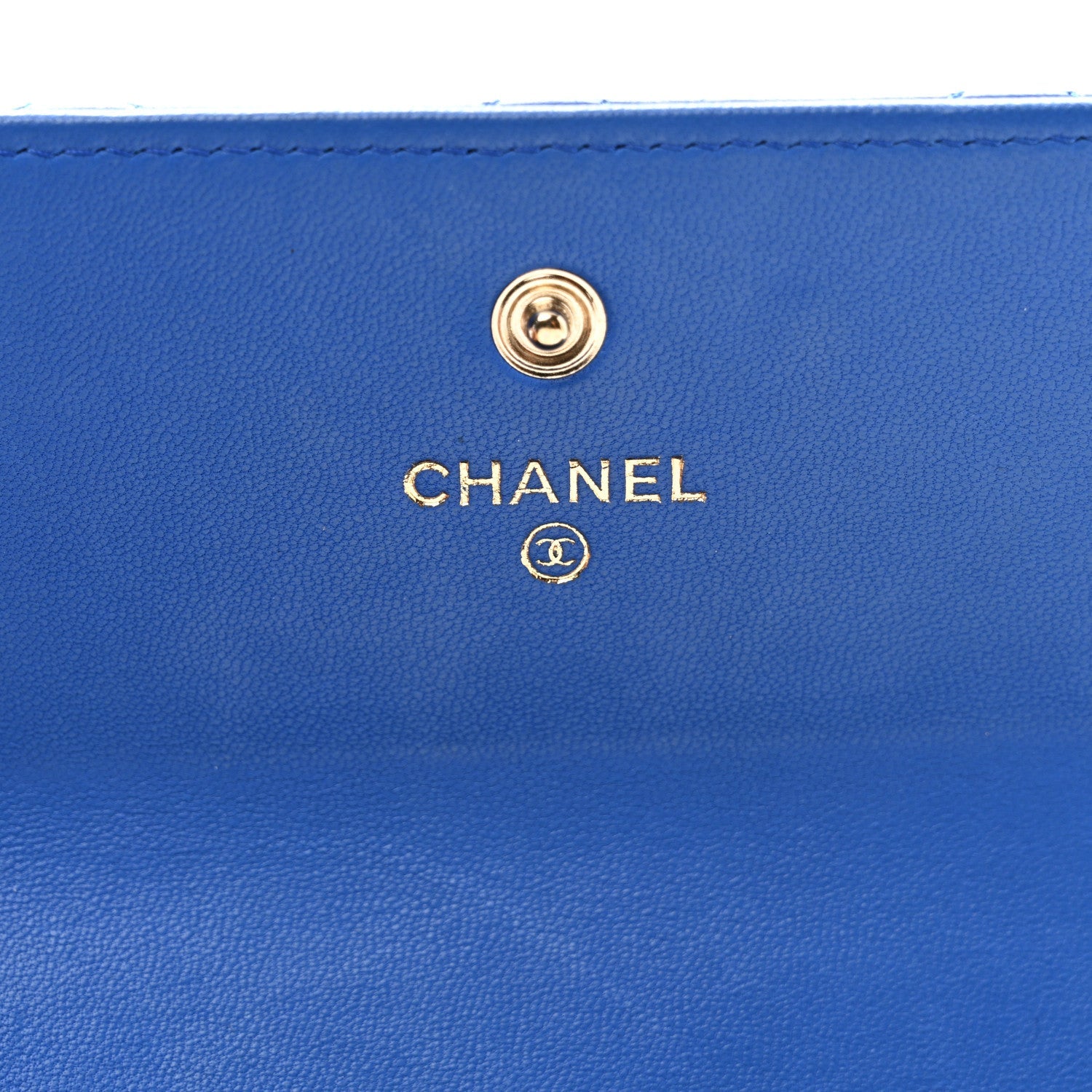 Lambskin Quilted Large Gusset Flap Wallet Blue